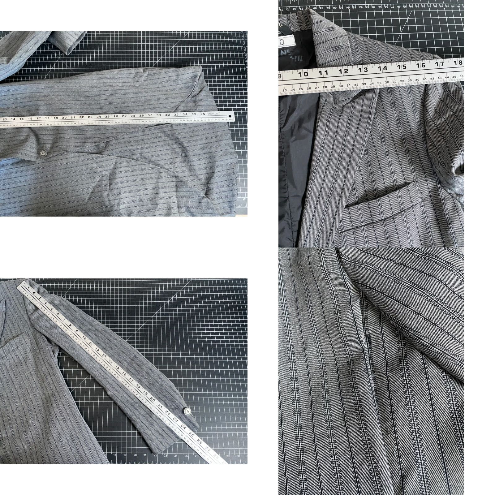 Yves Saint Laurent VINTAGE Yves Saint Laurent Blazer Jacket Mens 41 Long Gray Pinstripe Wool 2 Piece Notch Lapel One-Button Casual Business 80s Size 42R - 8 Thumbnail