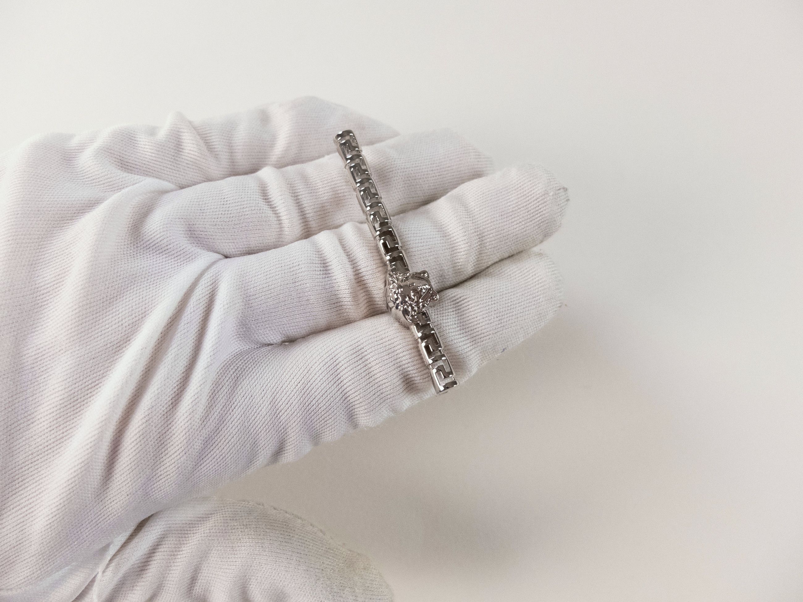Versace VERSACE Medusa Greca silver tone metal two finger ring Size ONE SIZE - 5 Thumbnail