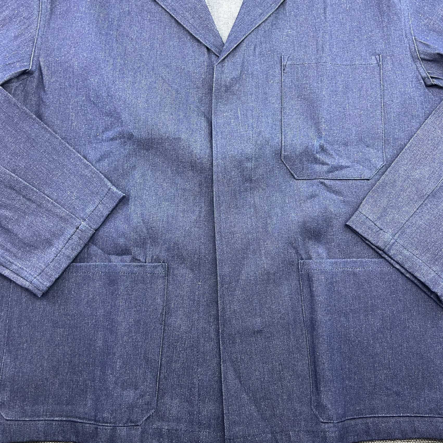 Denime VINTAGE Chore Jacket Mens XL Denim Blue Indigo Italy Sanfor Workwear Job Jacket Size US XL / EU 56 / 4 - 2 Thumbnail