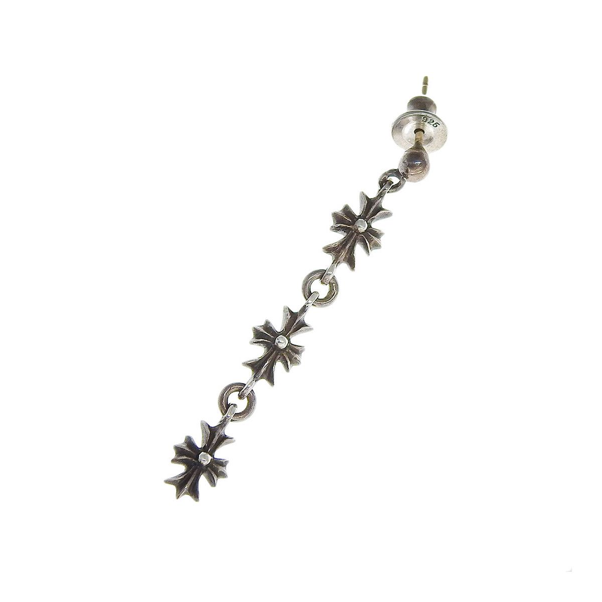 image of Chrome Hearts Pendant Cross Earring in Silver, Men's