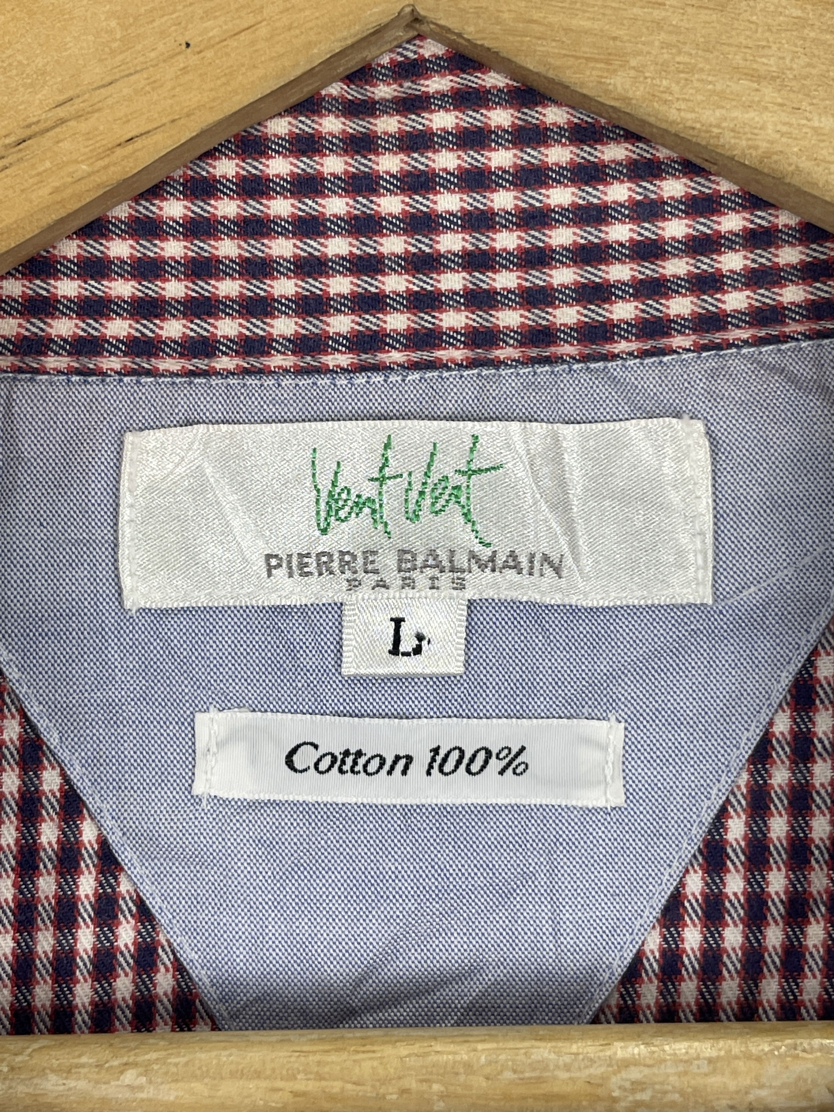 Pierre Balmain × Vintage Vintage Pierre Balmain Checkered Button Up Shirt TA0407 Size US L / EU 52-54 / 3 - 5 Thumbnail