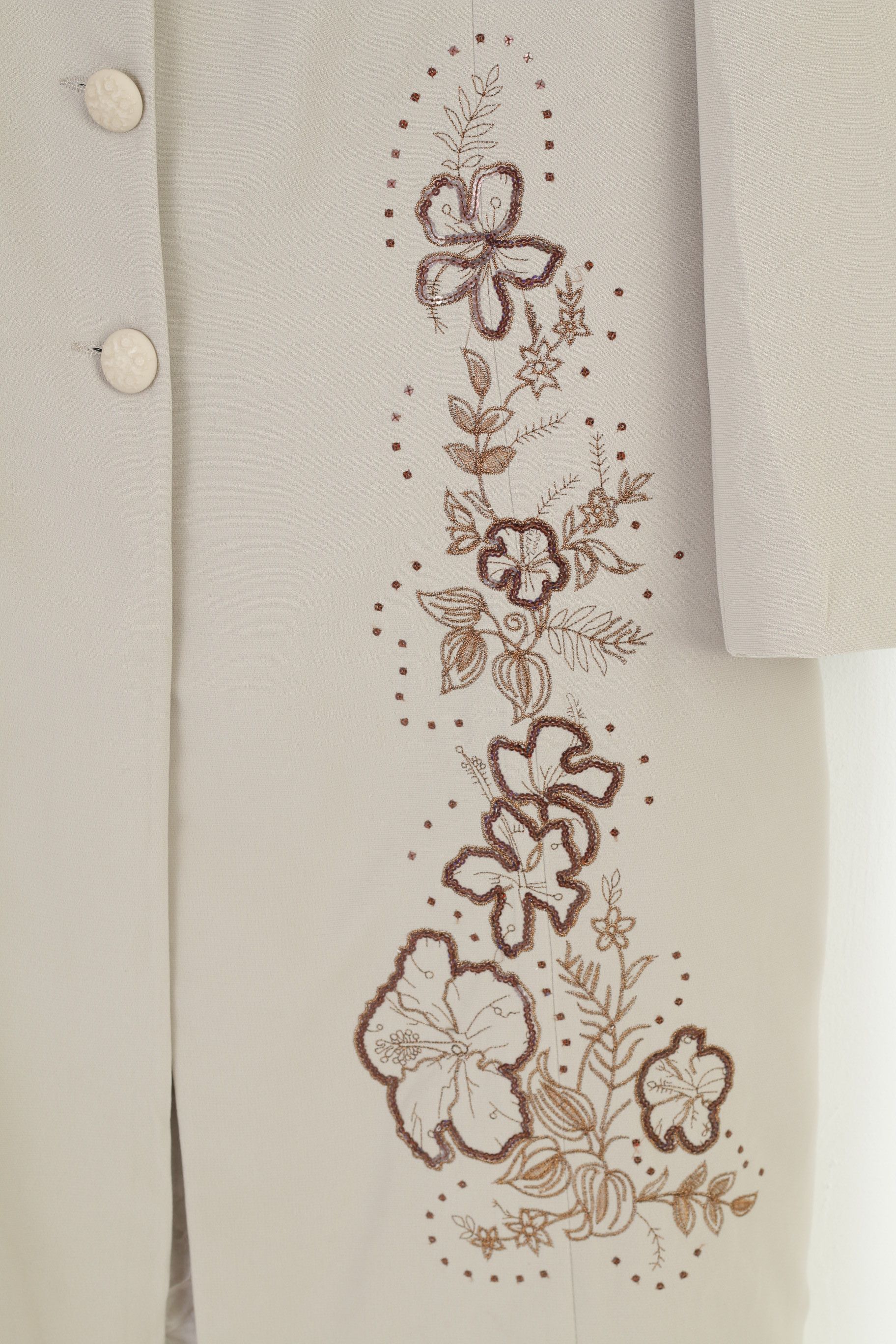 Vintage Doganer Women 44 L Coat Single Breasted Beige Shoulder 0786 Size L / US 10 / IT 46 - 4 Thumbnail