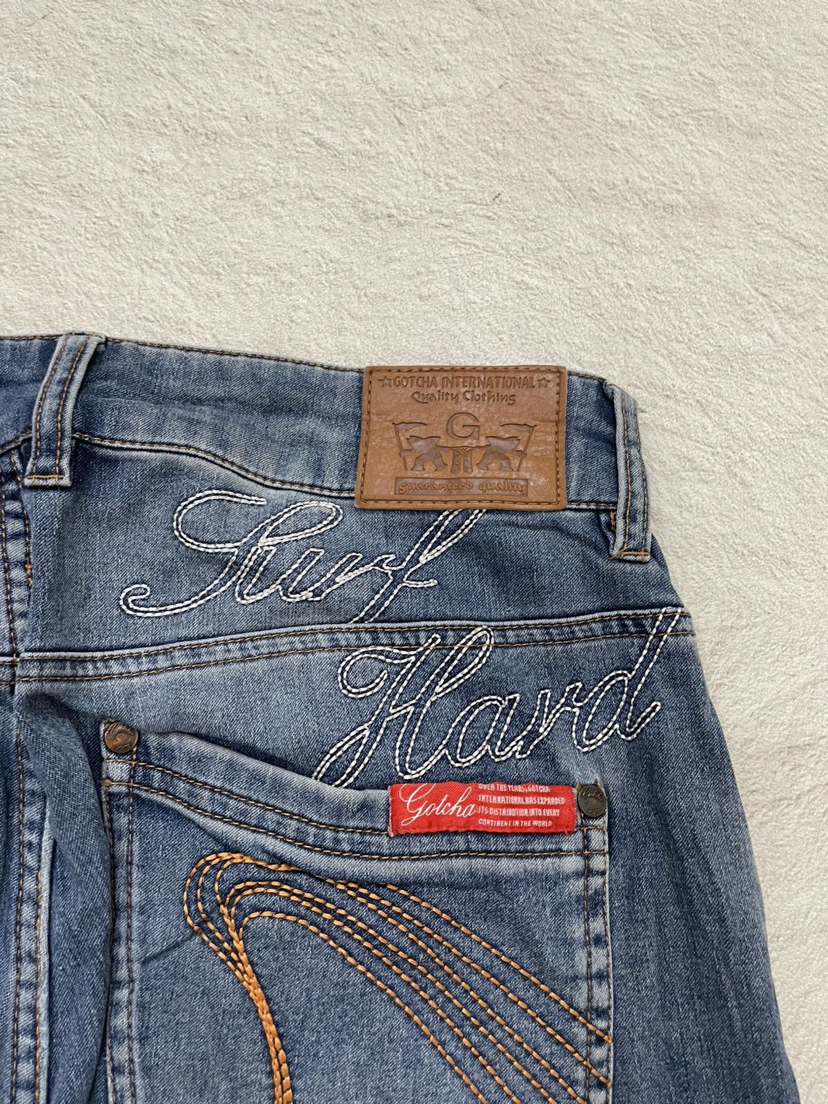 Japanese Brand 2000s Japanese Gotcha Wash Denim Embroidered Big Logo Y2K Size US 33 - 8 Thumbnail