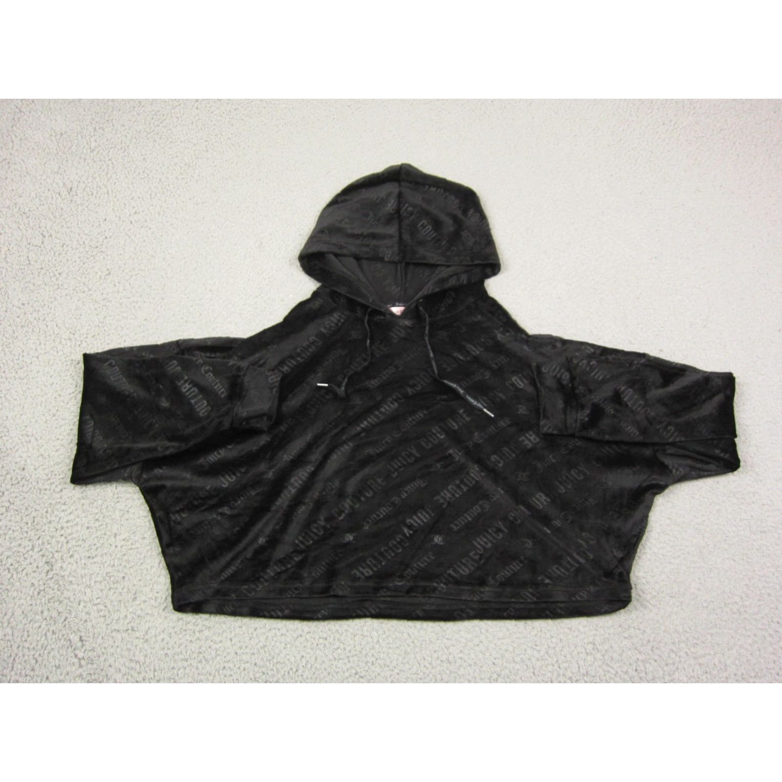 Juicy Couture Juicy Couture Hoodie Womens XL Black Velour Cropped Sleepwear Velour Graphic Print 80s 90s Pullover Nightwear Clothing Womens XL Black Size XL / US 12-14 / IT 48-50 - 2 Thumbnail