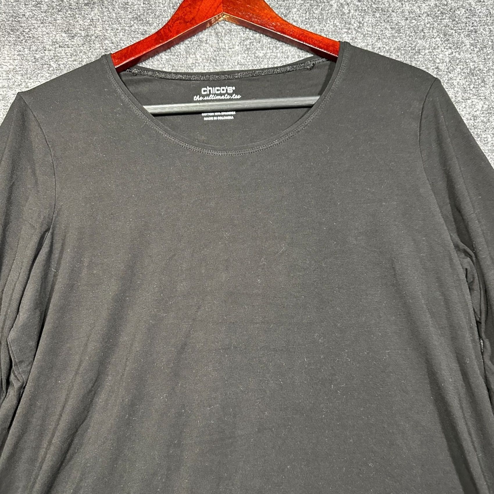 Vintage Chicos Top Womens Large The Ultimate Tee Long Sleeve Shirt Black Stretch Shirt Tee Chicos L Black Women's Casual Basic Knit Cotton Modal Spandex Size L / US 10 / IT 46 - 4 Thumbnail