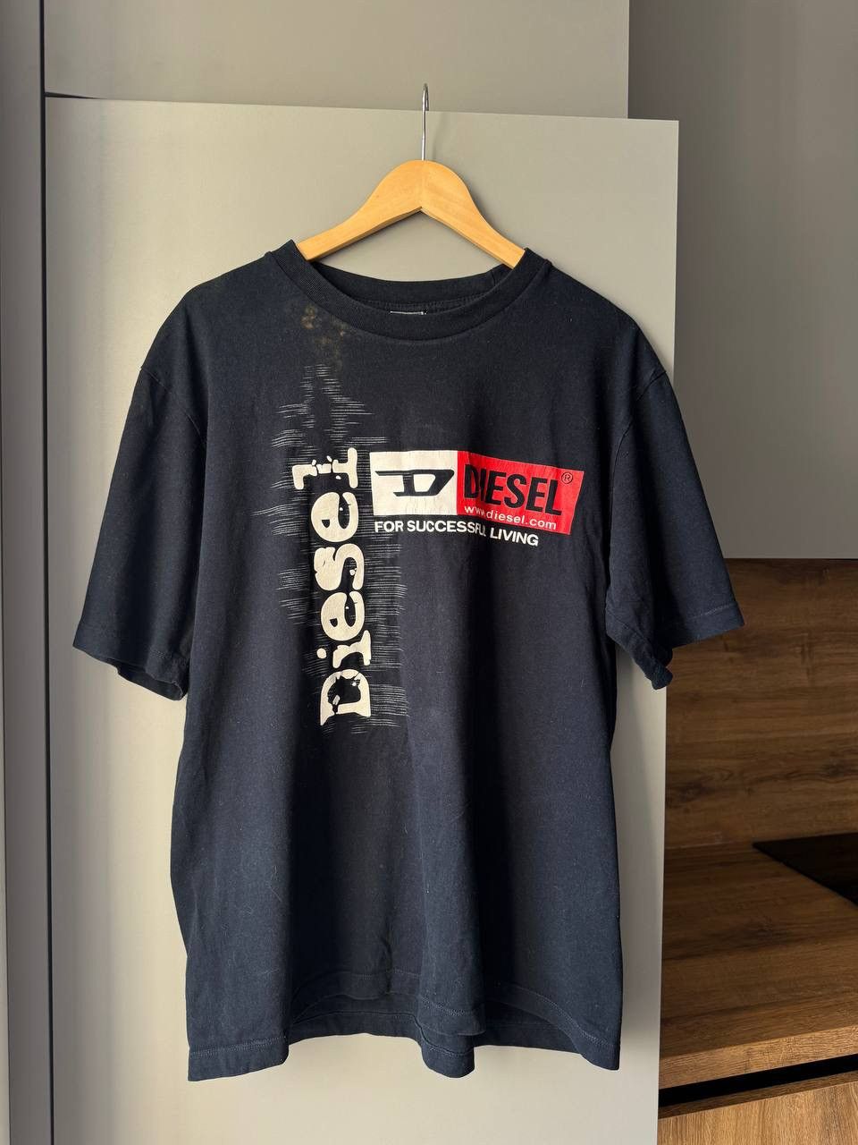 Diesel × Vintage Vtg Diesel T-Shirt Big Logo Back Heavy Cotton Crew Neck Y2K Size US XL / EU 56 / 4 - 1 Thumbnail
