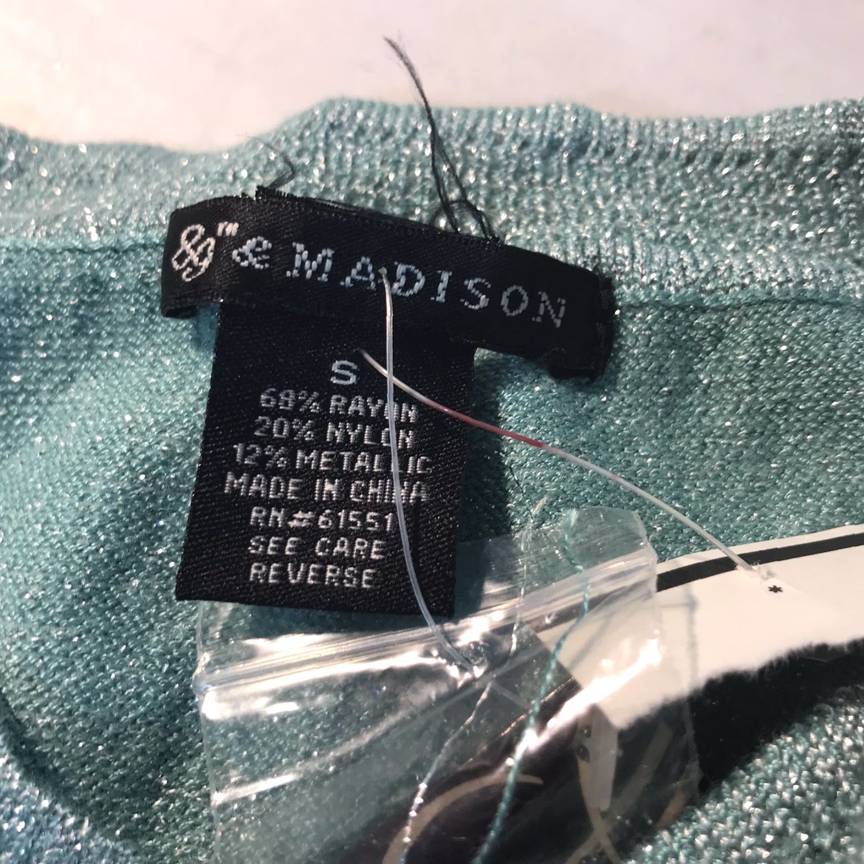 Madison VINTAGE Madison Women's Sleeveless Blouse Size S Lt. Teal Metallic Nylon Rayon Casual Strap Summer Size S / US 4 / IT 40 - 4 Thumbnail