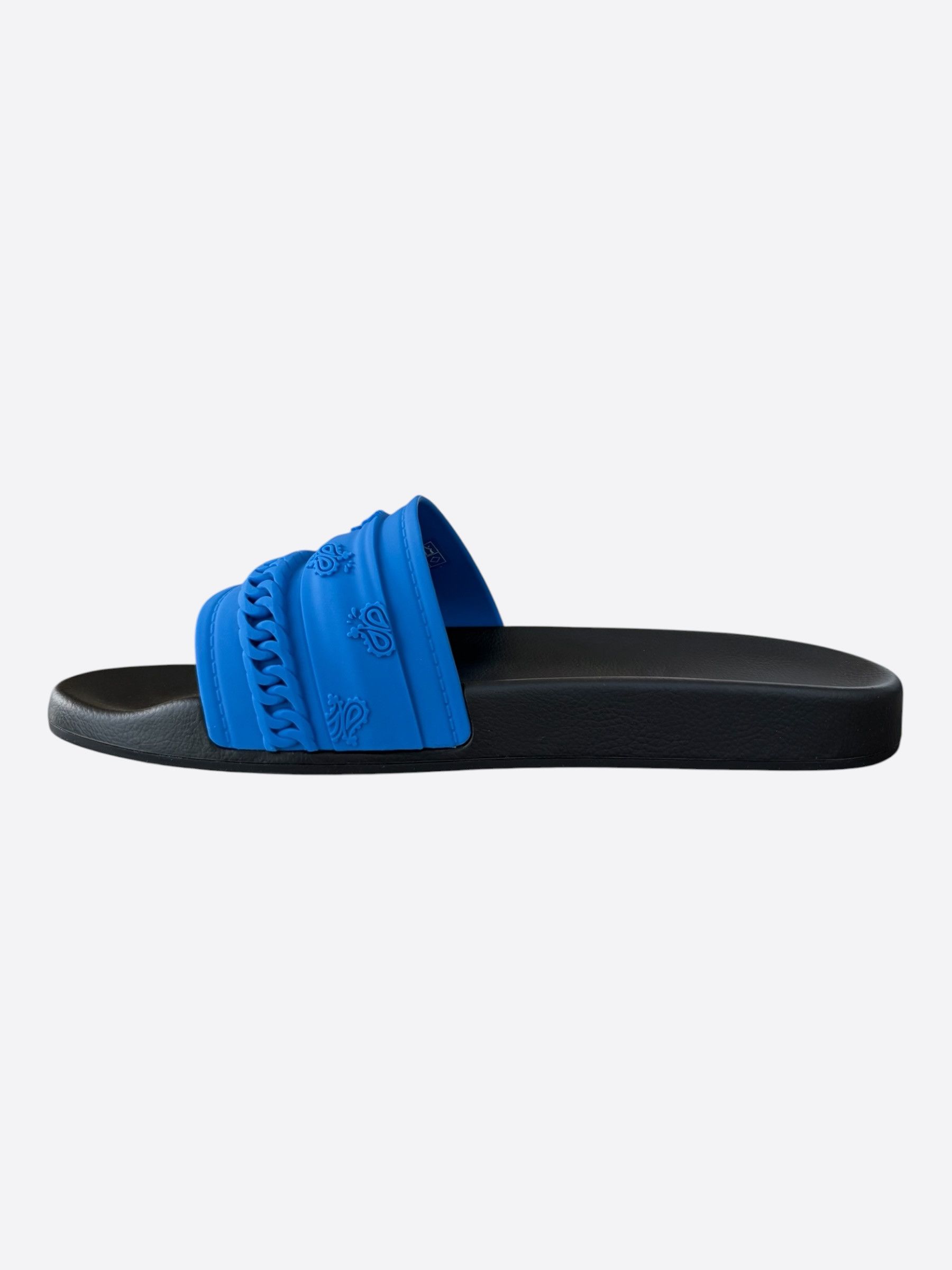 Amiri Amiri Blue & Black Bandana Chain Slides Size US 14 / EU 47 - 6 Thumbnail