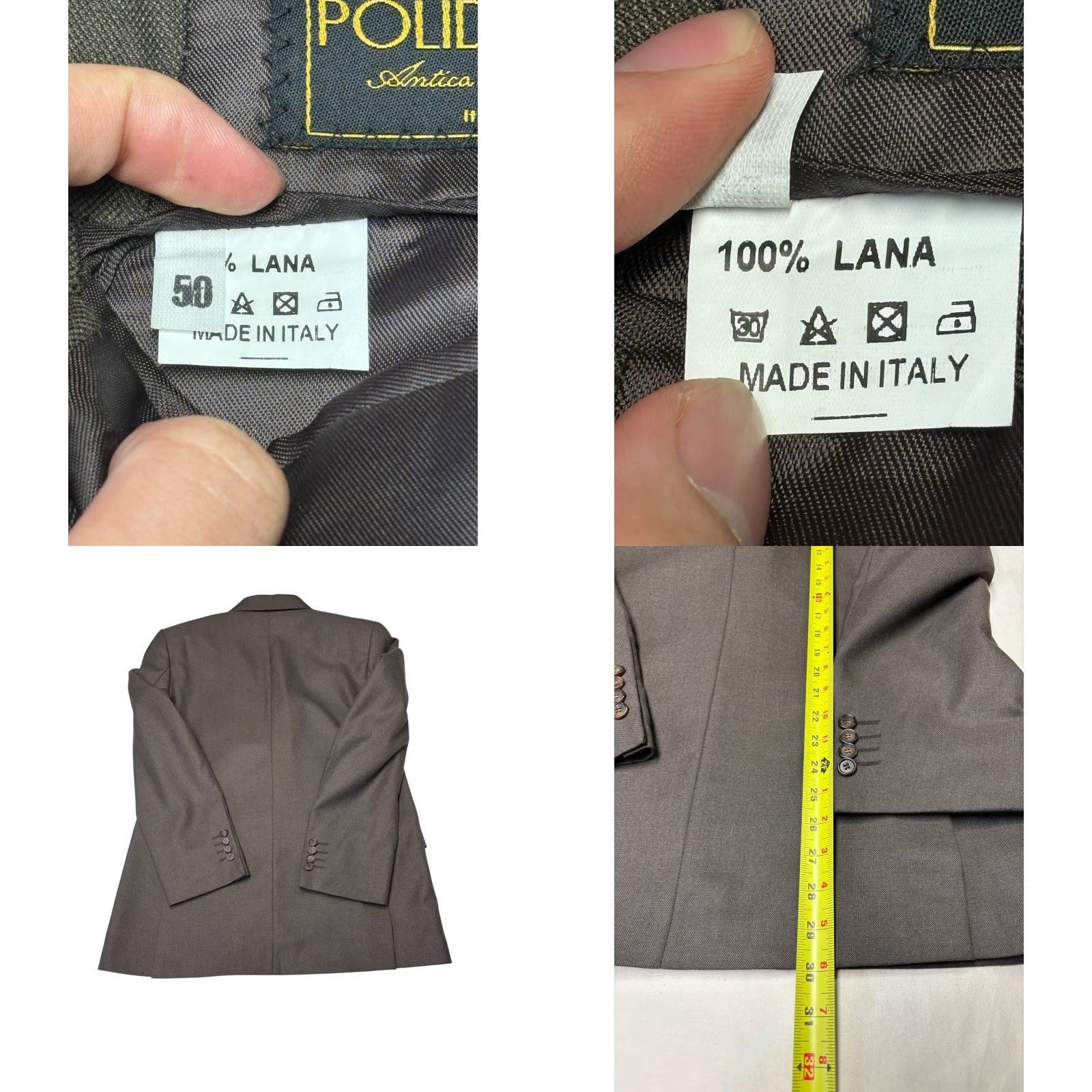 Vintage Creazioni Polidoro Antica Sartoria Two-Piece Suit Brown Wool 40 US 50UK Slim Classic Notch Lapel Men Formal Business Italy Size 40R - 8 Thumbnail
