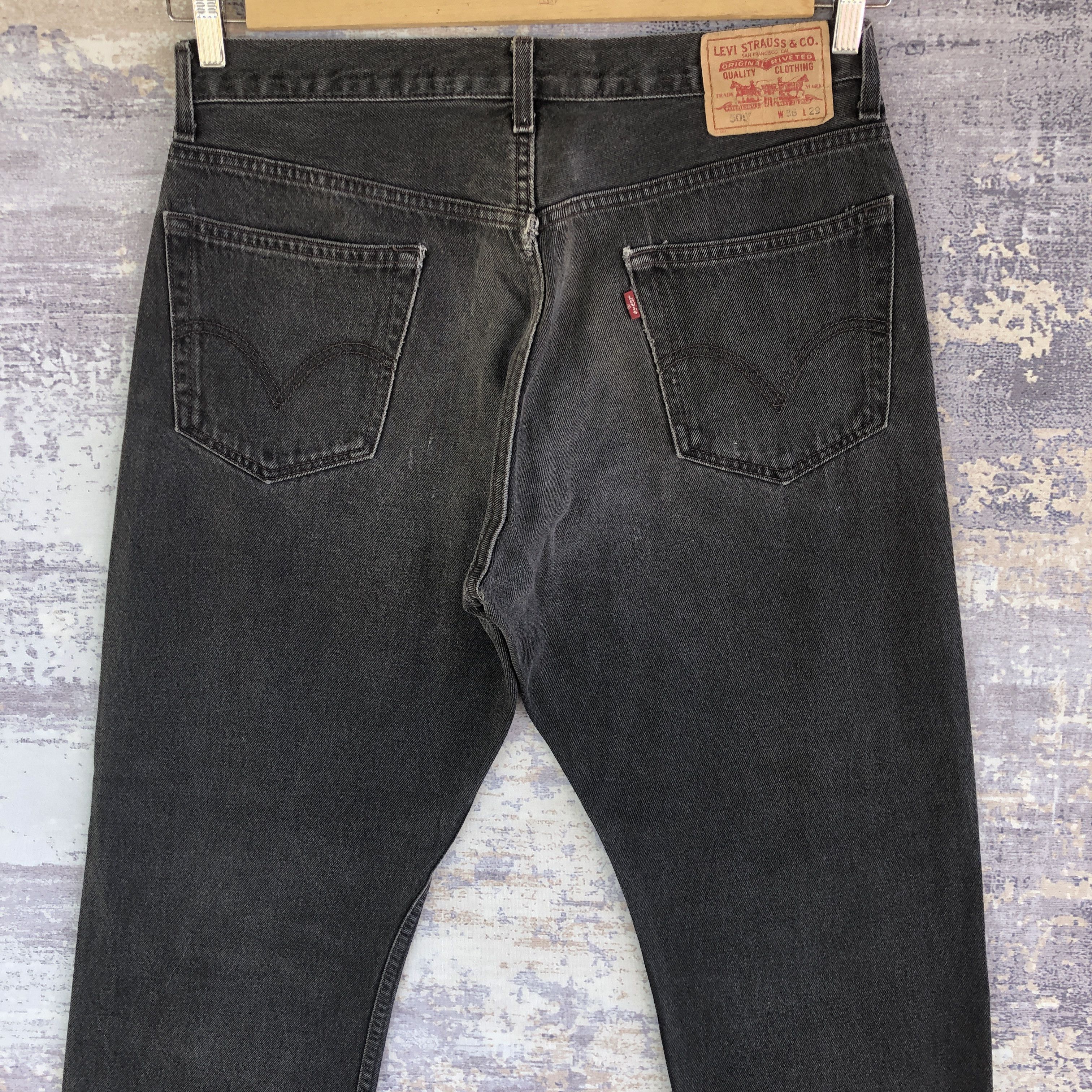 Levi's × Vintage Vintage Levis 505 Light Wash Jeans Levi's Faded Black Denim Size US 34 / EU 50 - 4 Thumbnail