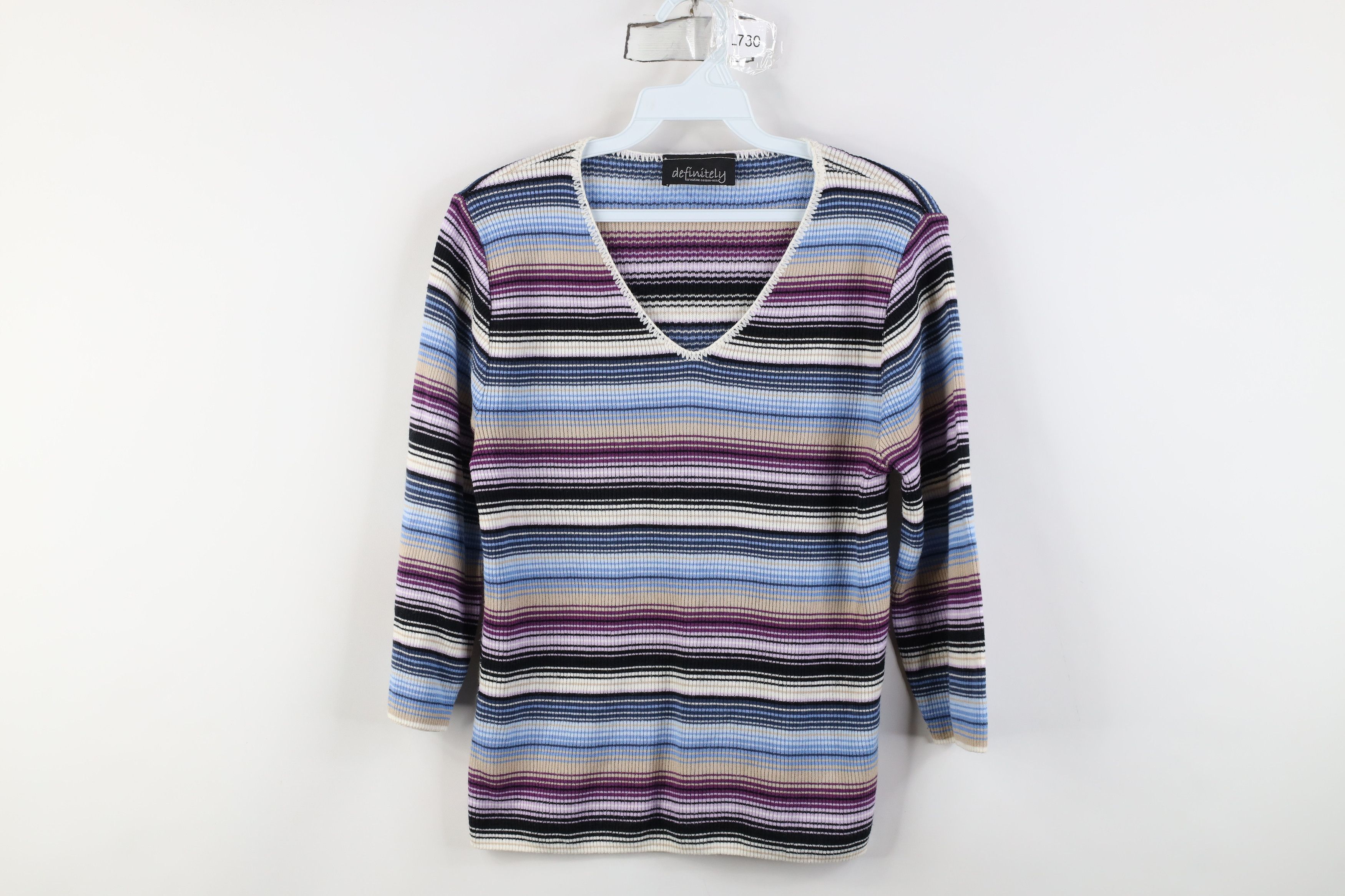 Vintage Vintage 90s Y2K Streetwear Striped Ribbed Knit T-Shirt USA Size M / US 6-8 / IT 42-44 - 1 Thumbnail