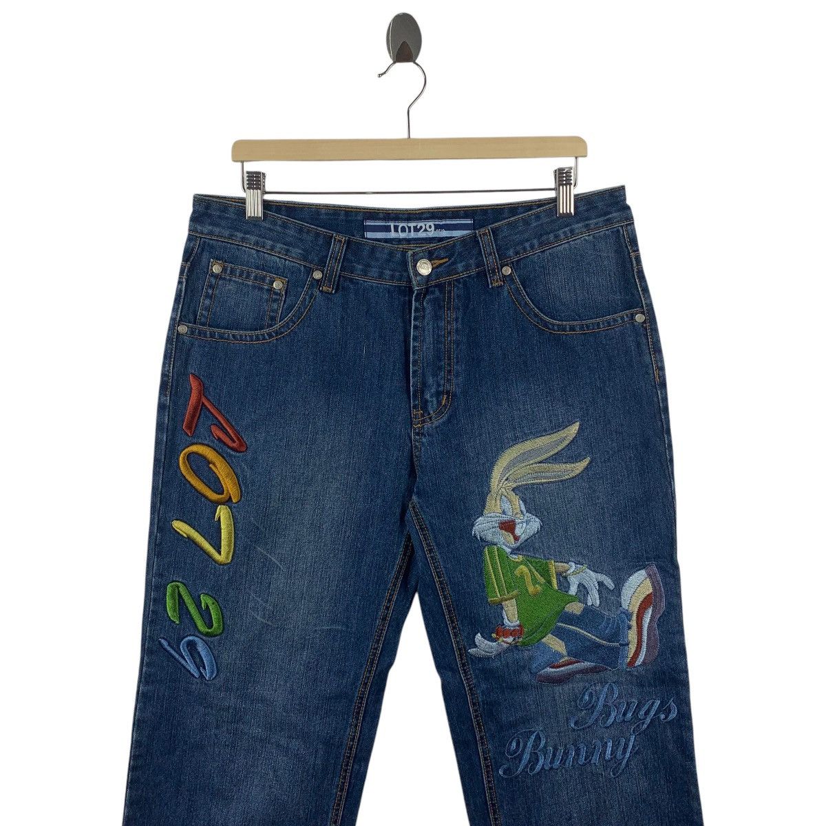 Japanese Brand LOT 29 x BUGS BUNNY embroidery design blue jeans Size US 34 / EU 50 - 2 Thumbnail