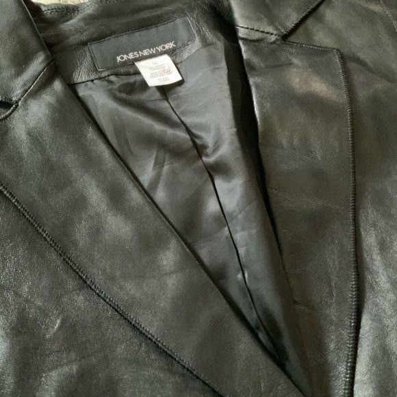Jones New York Jones New York Genuine Leather Jet Black Chic Blazer Size XL / US 12-14 / IT 48-50 - 7 Thumbnail
