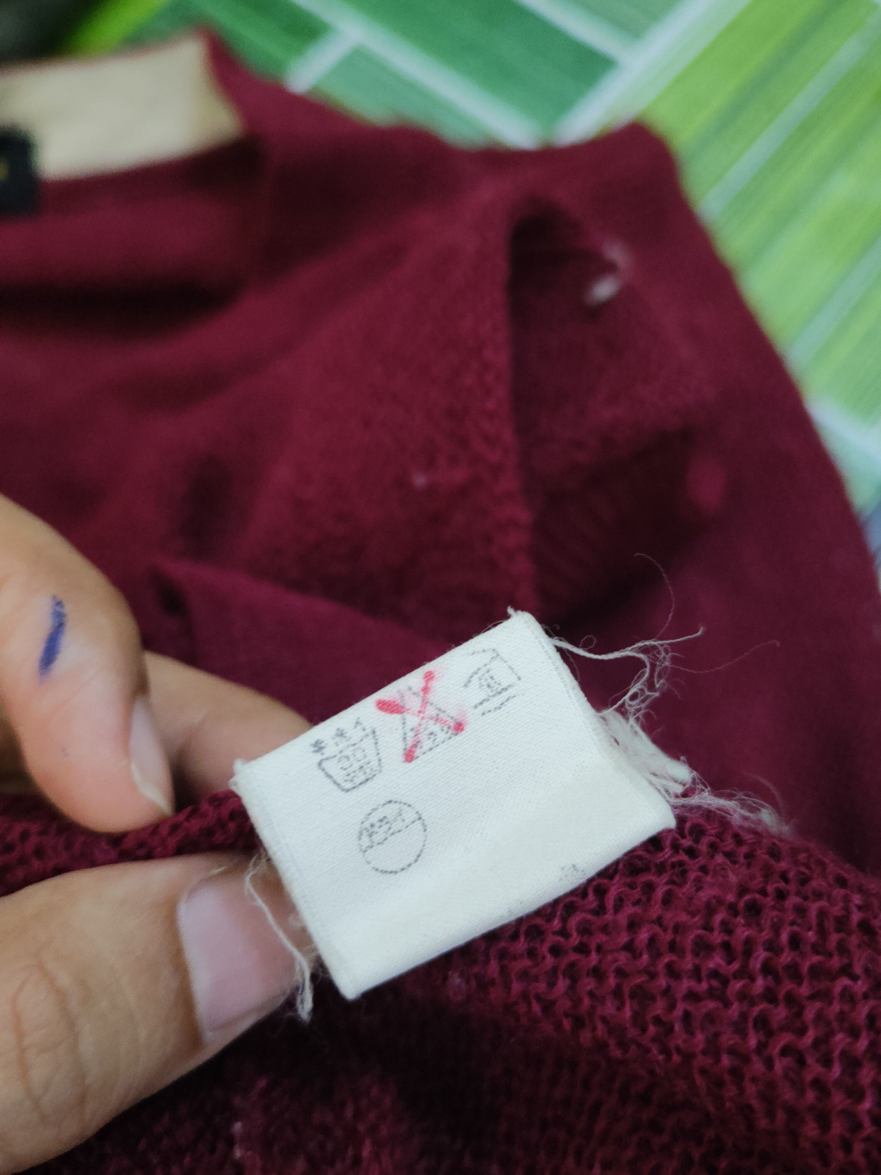 Japanese Brand Takashimaya Maroon MeshNet Knitwear Cardigan #W1669 Size US L / EU 52-54 / 3 - 11 Thumbnail