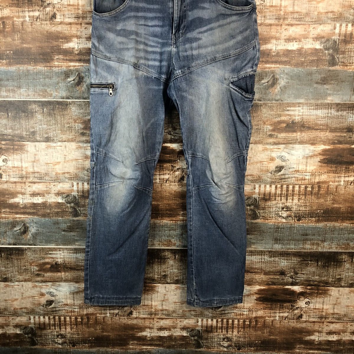 Japanese Brand Aero Light Bleu Distressed Denim Pants #A2108 Size US 32 / EU 48 - 3 Thumbnail