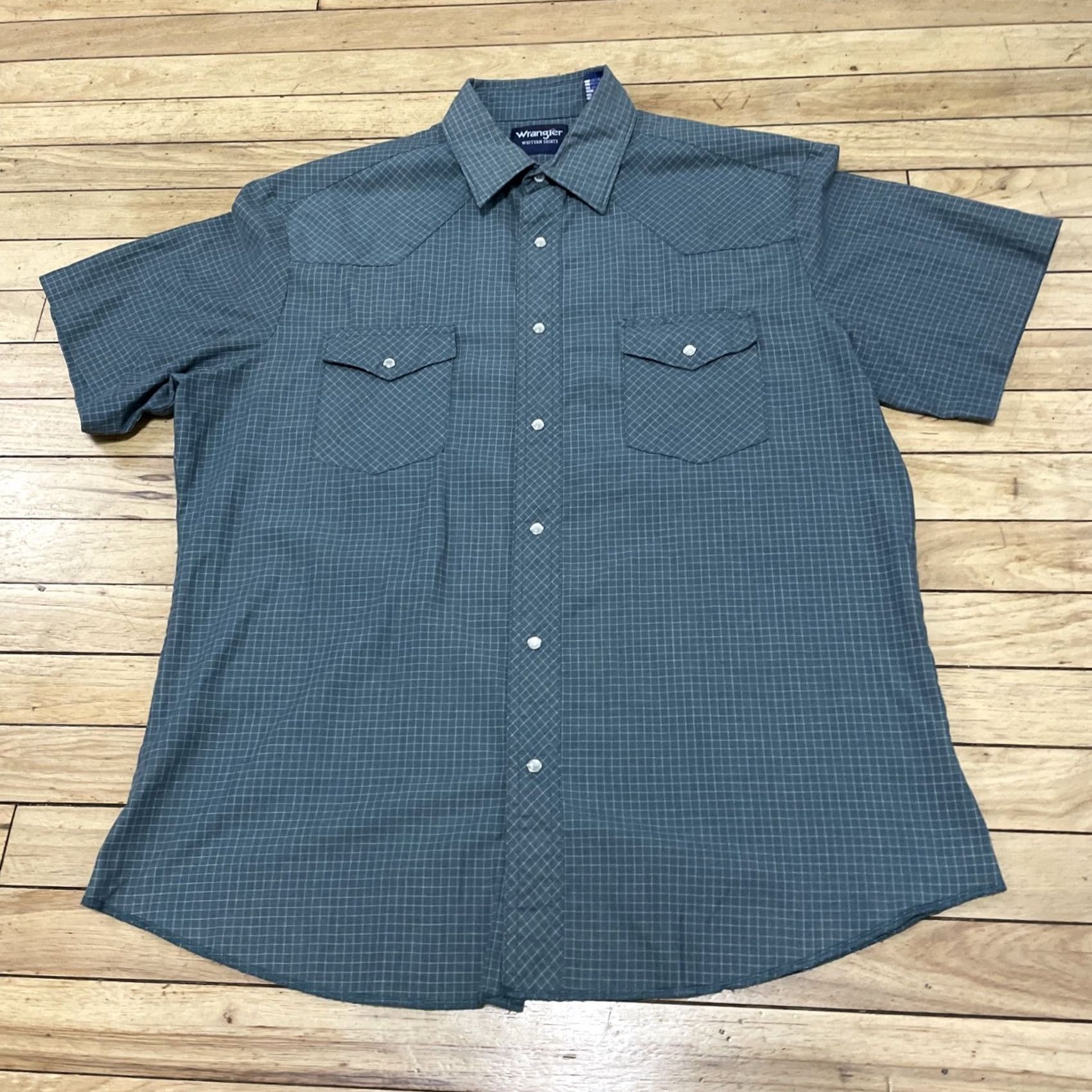 Wrangler VINTAGE WRANGLER Western Shirts Pearl Snap Men L Green Plaid Retro 48" Button-Up Shirt Size US L / EU 52-54 / 3 - 2 Thumbnail