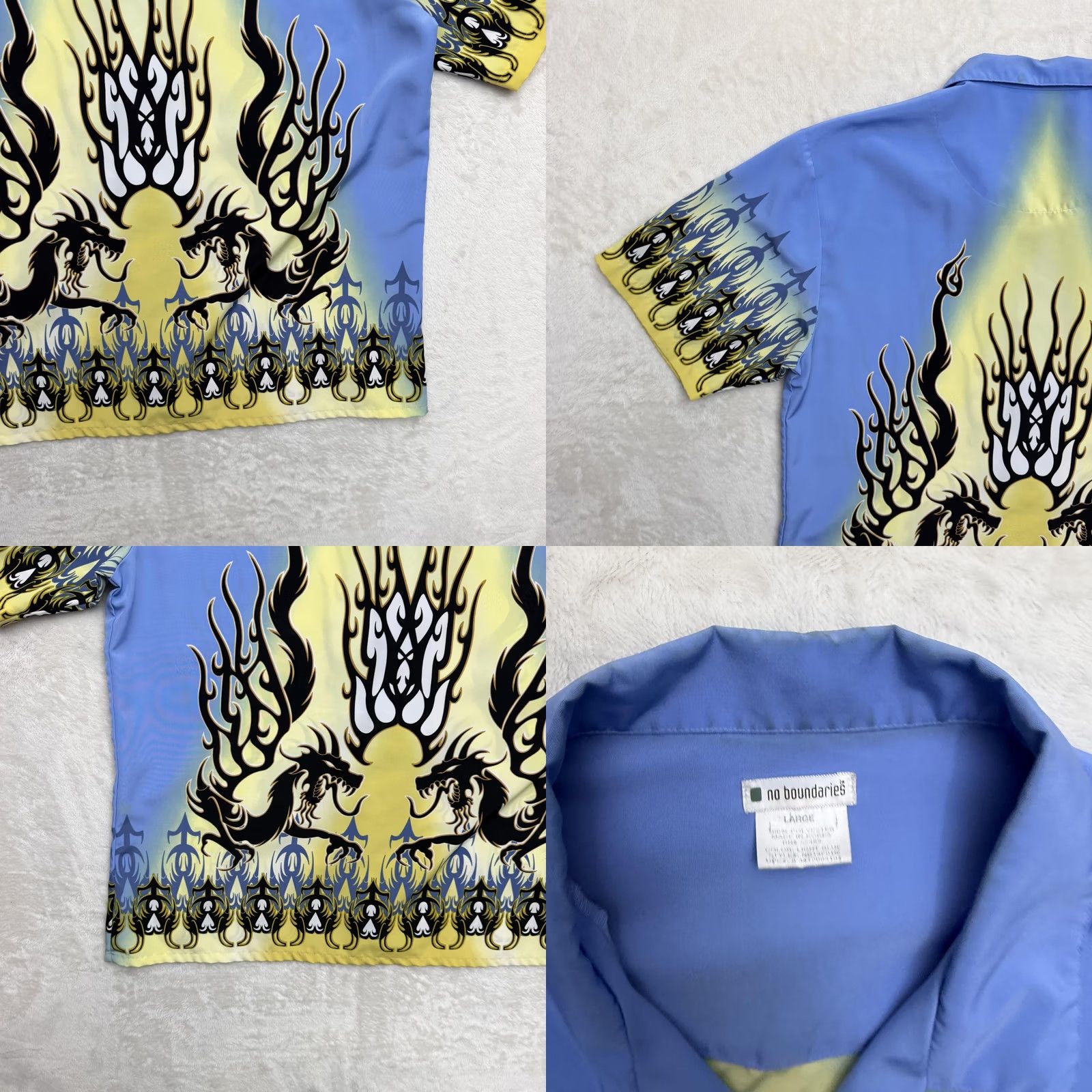 Vintage No Boundaries Shirt Mens L Blue Dragon Graphic Button Up Camp Allover Size US L / EU 52-54 / 3 - 9 Thumbnail