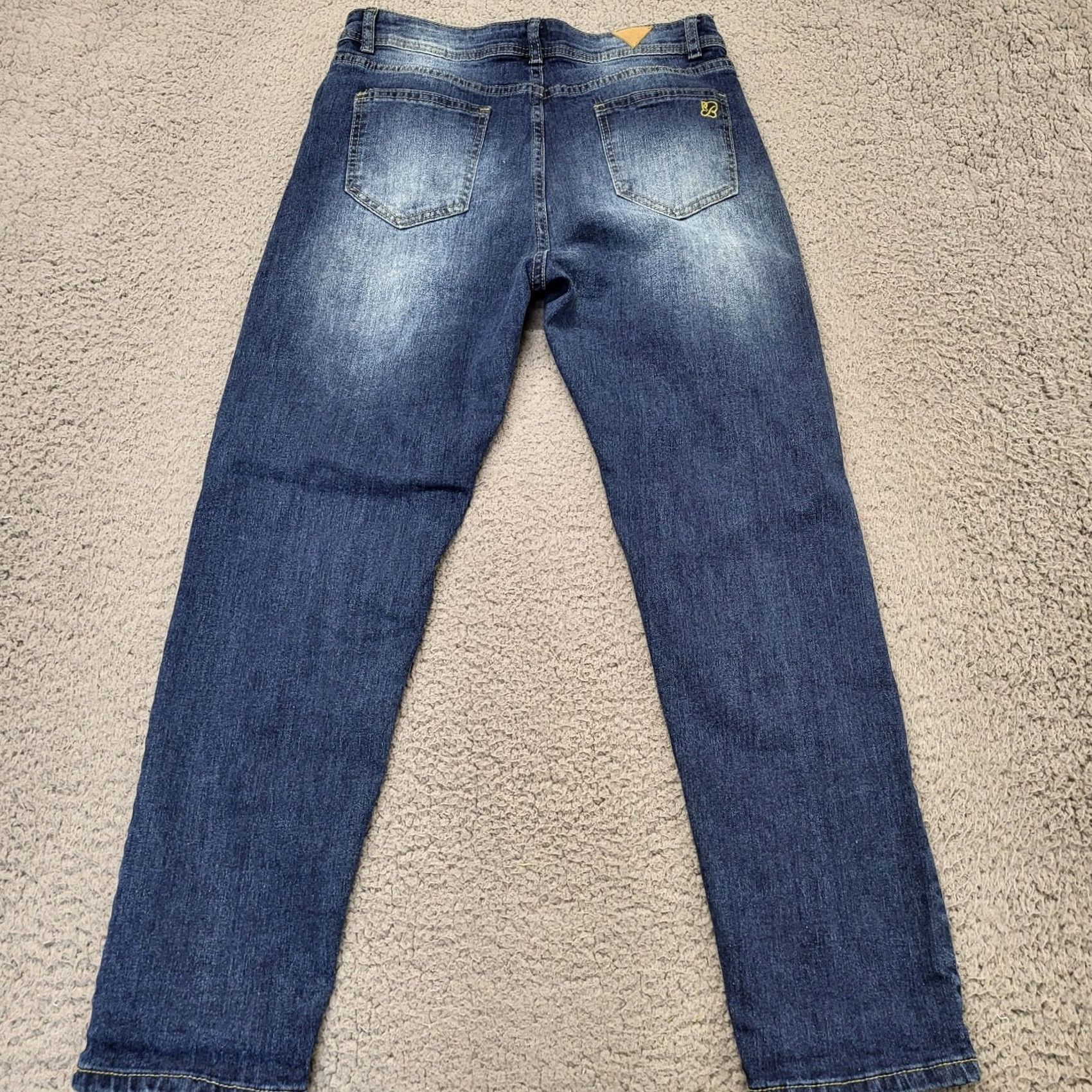 Denime Red Bottom Jeans Women 7/28 Denim Blue Skinny Mid Rise Distressed Hooks Zipper 5-Pocket Denim Cotton Spandex Rayon Regular Jeans Size 28" / US 6 / IT 42 - 4 Thumbnail