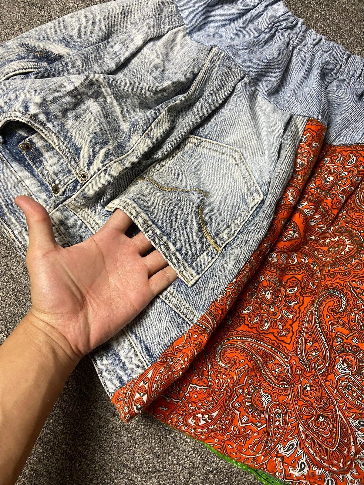 Japanese Brand Japanese Brand Upcycle Patchwork Mini Denim Skirt (167) Size 22" - 7 Thumbnail