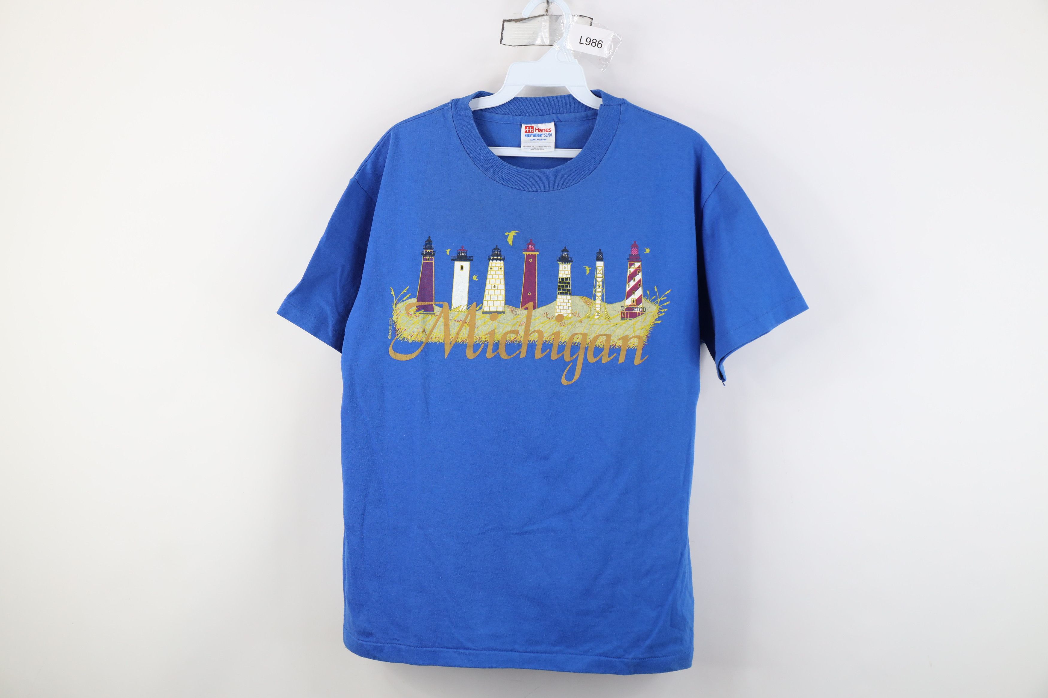 Vintage Vintage 90s Streetwear Lighthouses T-Shirt Royal Blue USA Size US M / EU 48-50 / 2 - 1 Thumbnail