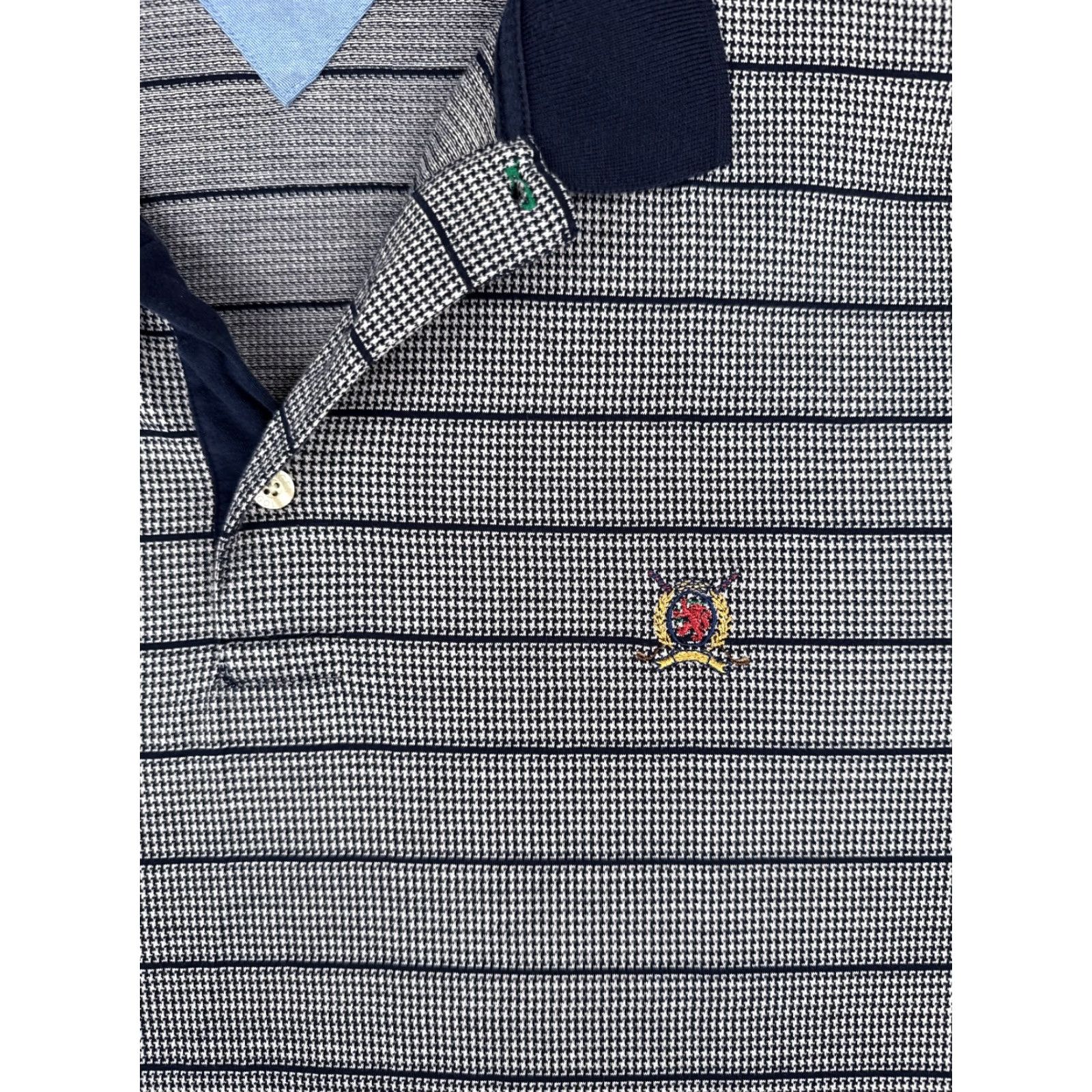 Tommy Hilfiger Tommy Hilfiger Polo Shirt Men L White Houndstooth 100% Cotton Regular Fit Size US L / EU 52-54 / 3 - 6 Thumbnail