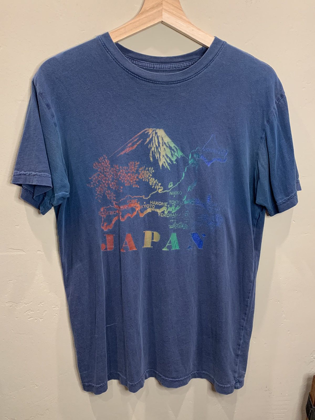 image of Japan Art Mountain Faded Cooke Collective T-Shirt - M in Navy, Men's (Size Medium)