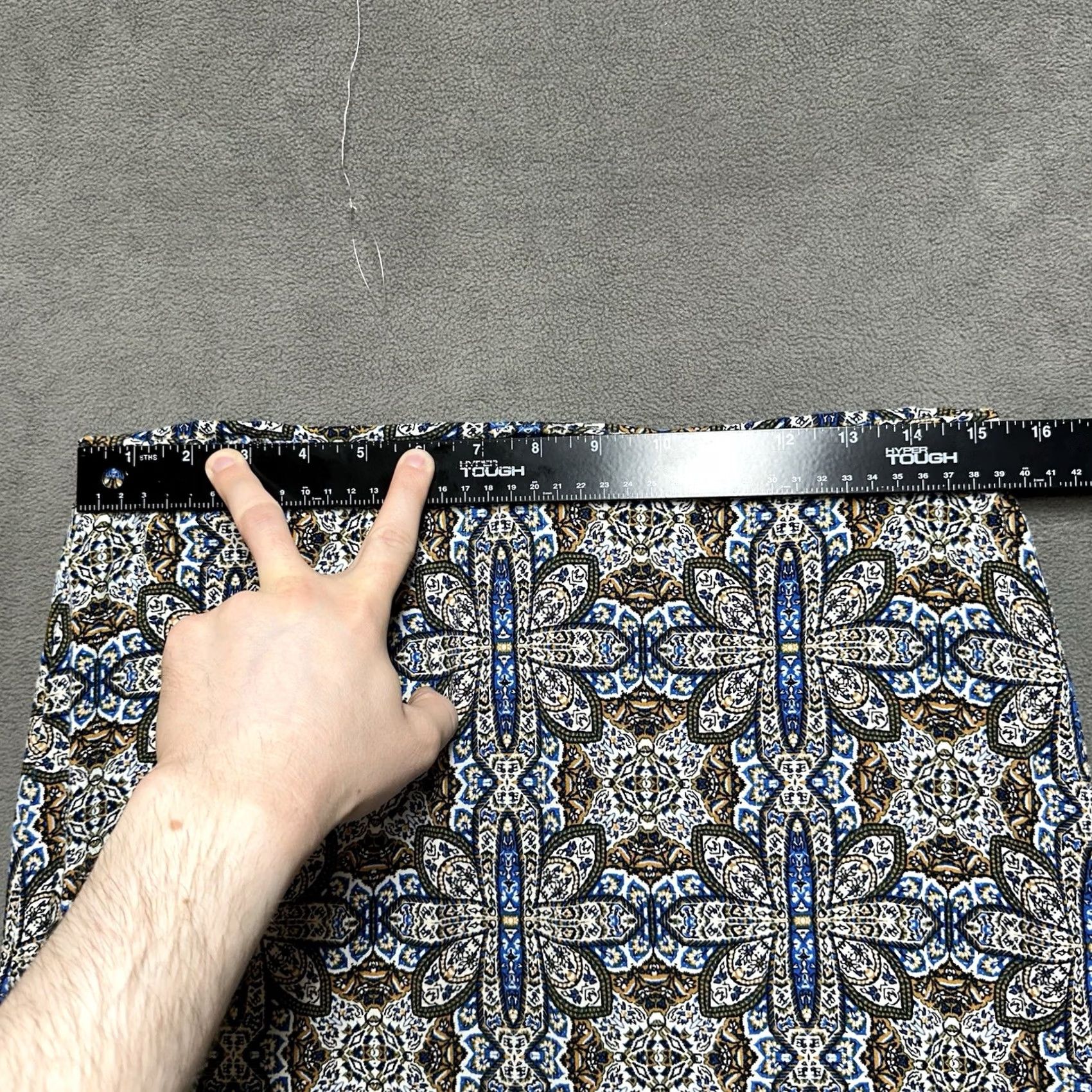 Vintage Artisan Long Maxi Skirt Womens L Blue Floral Geometric Elastic Waist Bohemian Summer Casual, Travel, Party/Cocktail Size 36" / US 14 / IT 50 - 7 Thumbnail