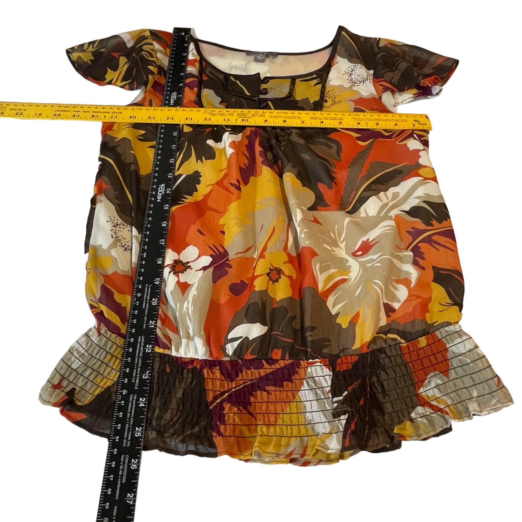 Apt. 9 Apt. 9 Women's Floral Chiffon Blouse Brown Women’s Size S Size S / US 4 / IT 40 - 6 Thumbnail