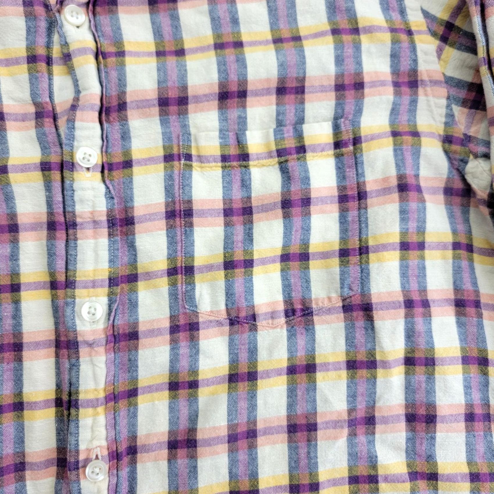 J.Crew J.Crew Shirt Mens M Multicolor Plaid Linen Cotton Button-Down Tailored Size US M / EU 48-50 / 2 - 3 Thumbnail