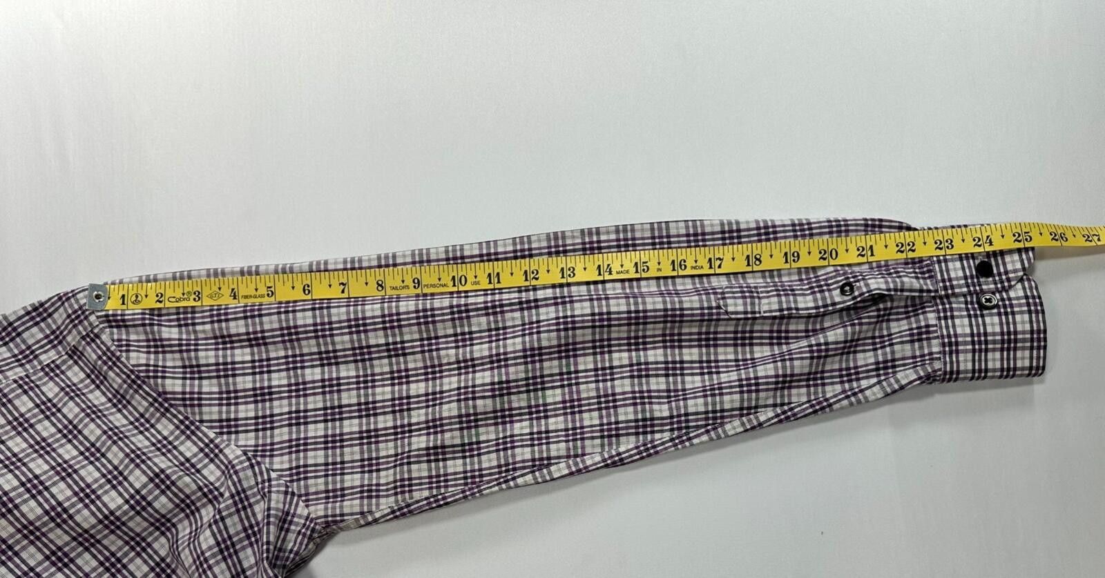 Express Express Fitted Striped/Check Button Up Purple Mens M 15-15.5 Size US M / EU 48-50 / 2 - 6 Thumbnail