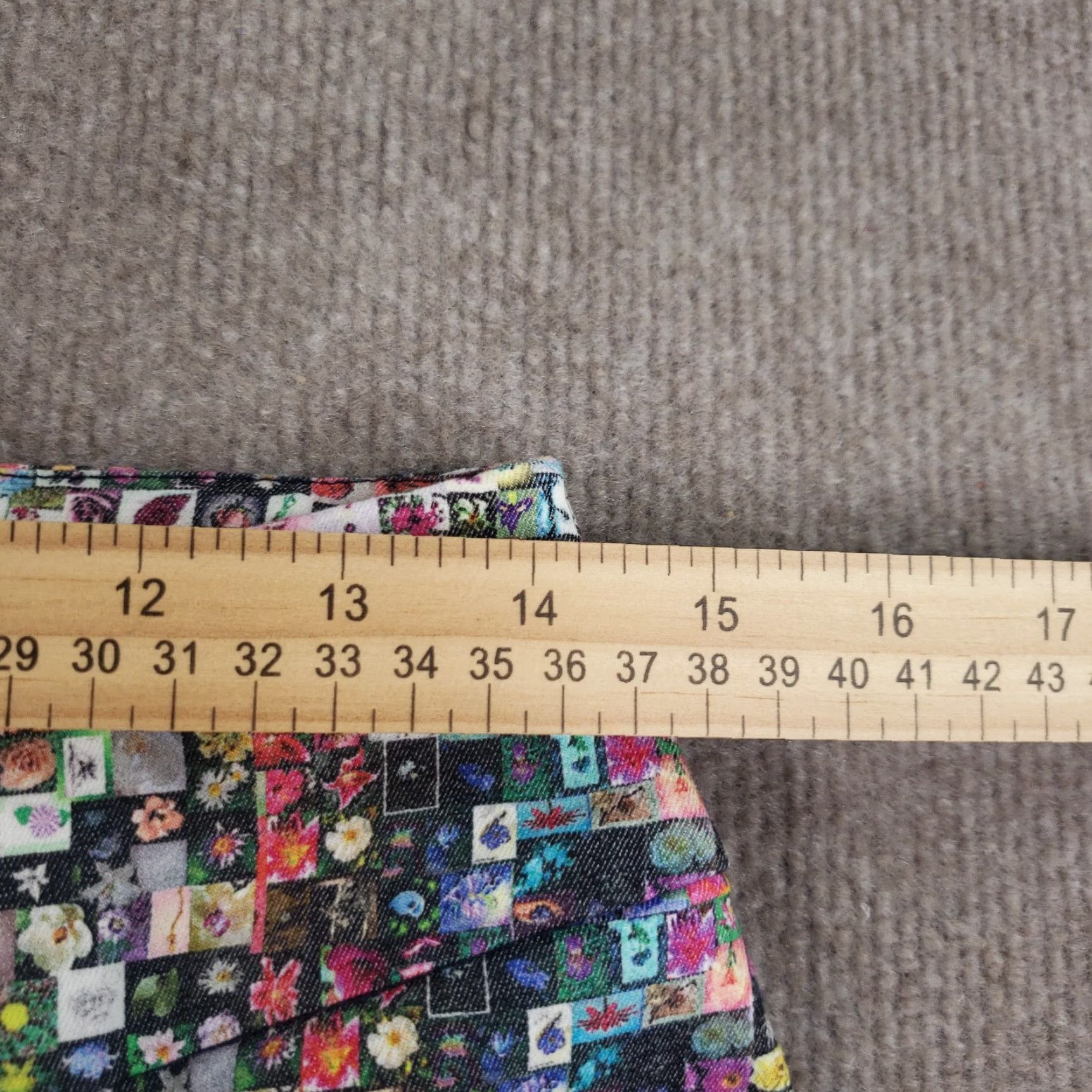 Vintage Lisette Pants Womens 8 (28x27) Red Mosaic Floral Flowers Cropped Straight Leg Size 28" / US 6 / IT 42 - 6 Thumbnail