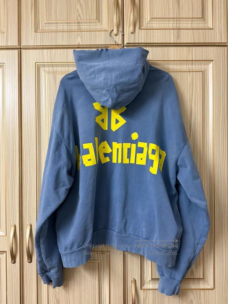 Balenciaga Balenciaga Haze Blue Tape Hooded Sweatshirt Size US S / EU 44-46 / 1 - 2 Thumbnail