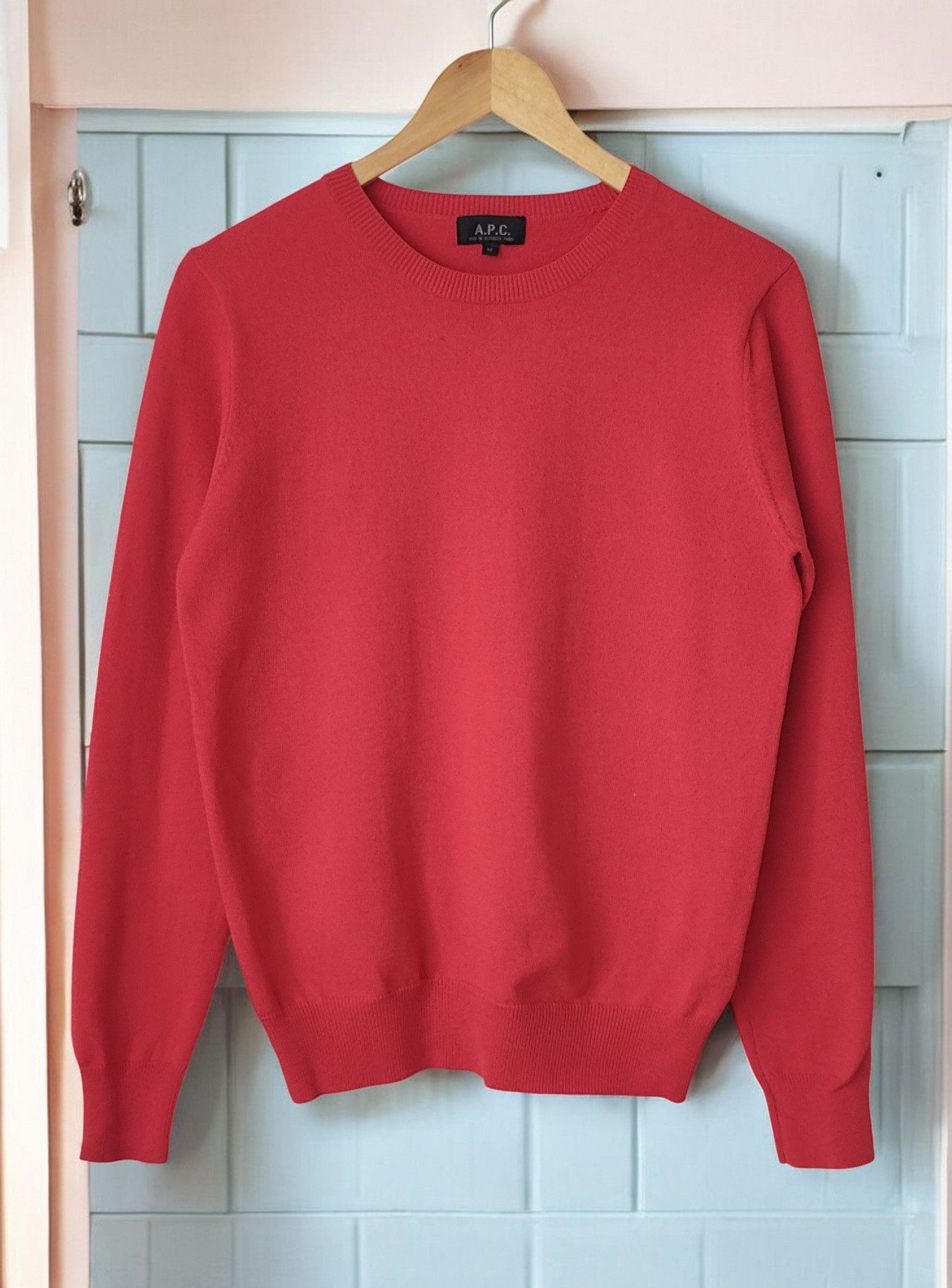 A.P.C. APC Japan Merino Wool Red Knitted Sweater Size US M / EU 48-50 / 2 - 1 Thumbnail