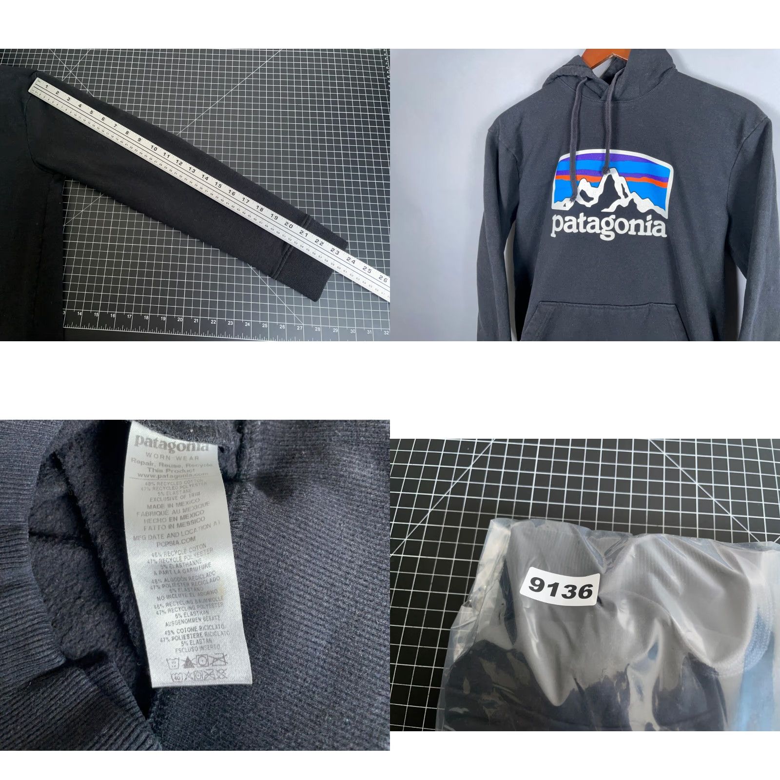 Patagonia Patagonia Hoodie Adult Small Black Logo Print Drawstring Pullover Crew Neck Long Sleeve Sweatshirt Fleece Heavyweight Pockets Graphic Print Size US S / EU 44-46 / 1 - 8 Thumbnail