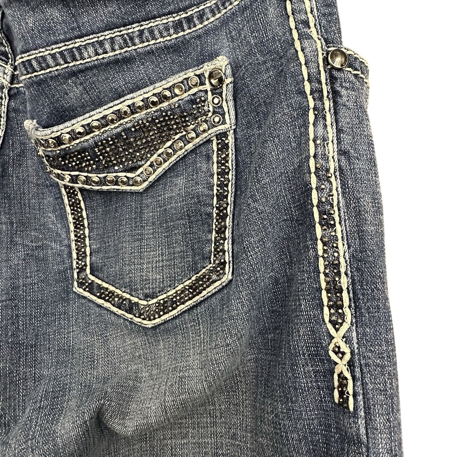 Other Rock & Roll Cowgirl Jeans Womens 32x34 Studded Silver Stitch Size 32" / US 10 / IT 46 - 4 Thumbnail