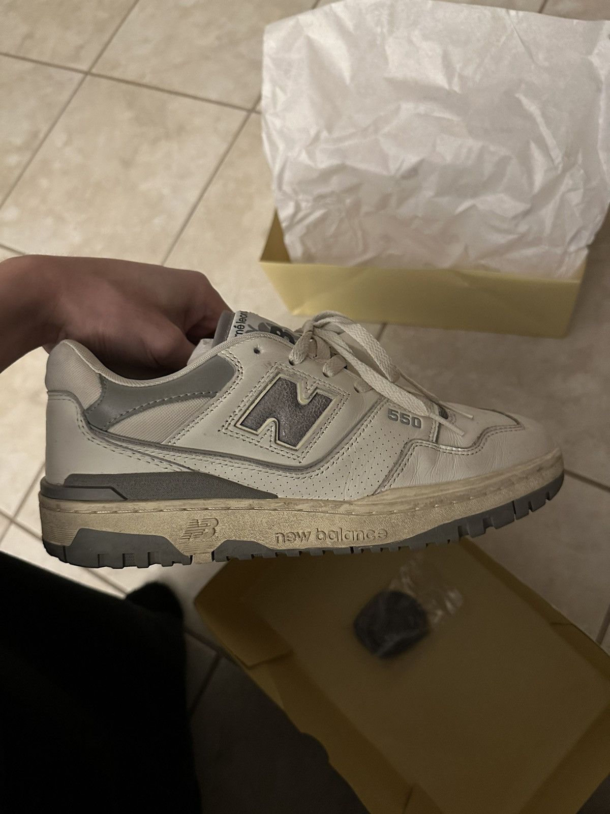 image of Aime Leon Dore x New Balance 550 Shoes in White, Men's (Size 9)