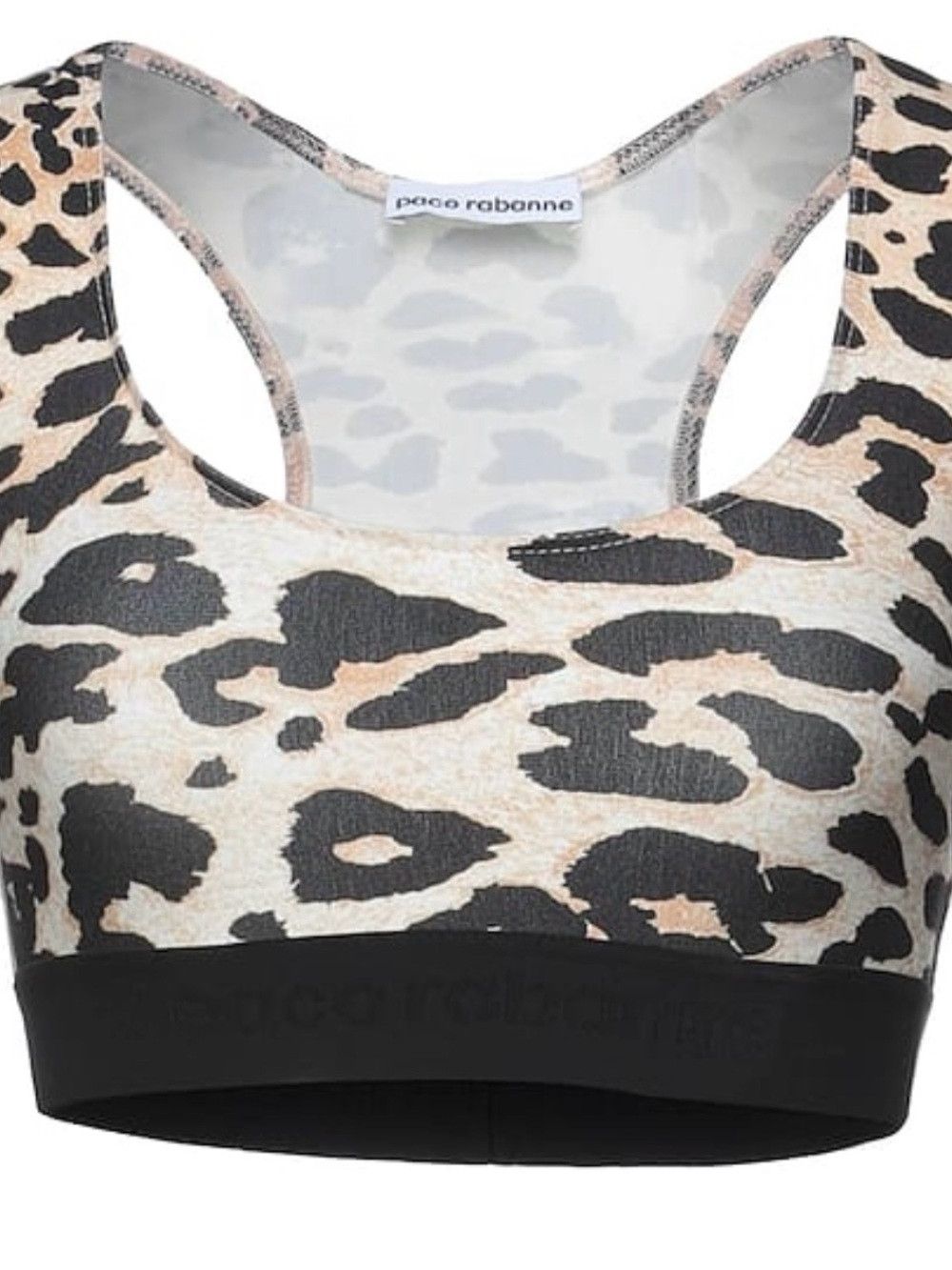 Paco Rabanne Leopard-Print Racerback Sports Bra in Beige and Black Size XL / US 12-14 / IT 48-50 - 1 Thumbnail