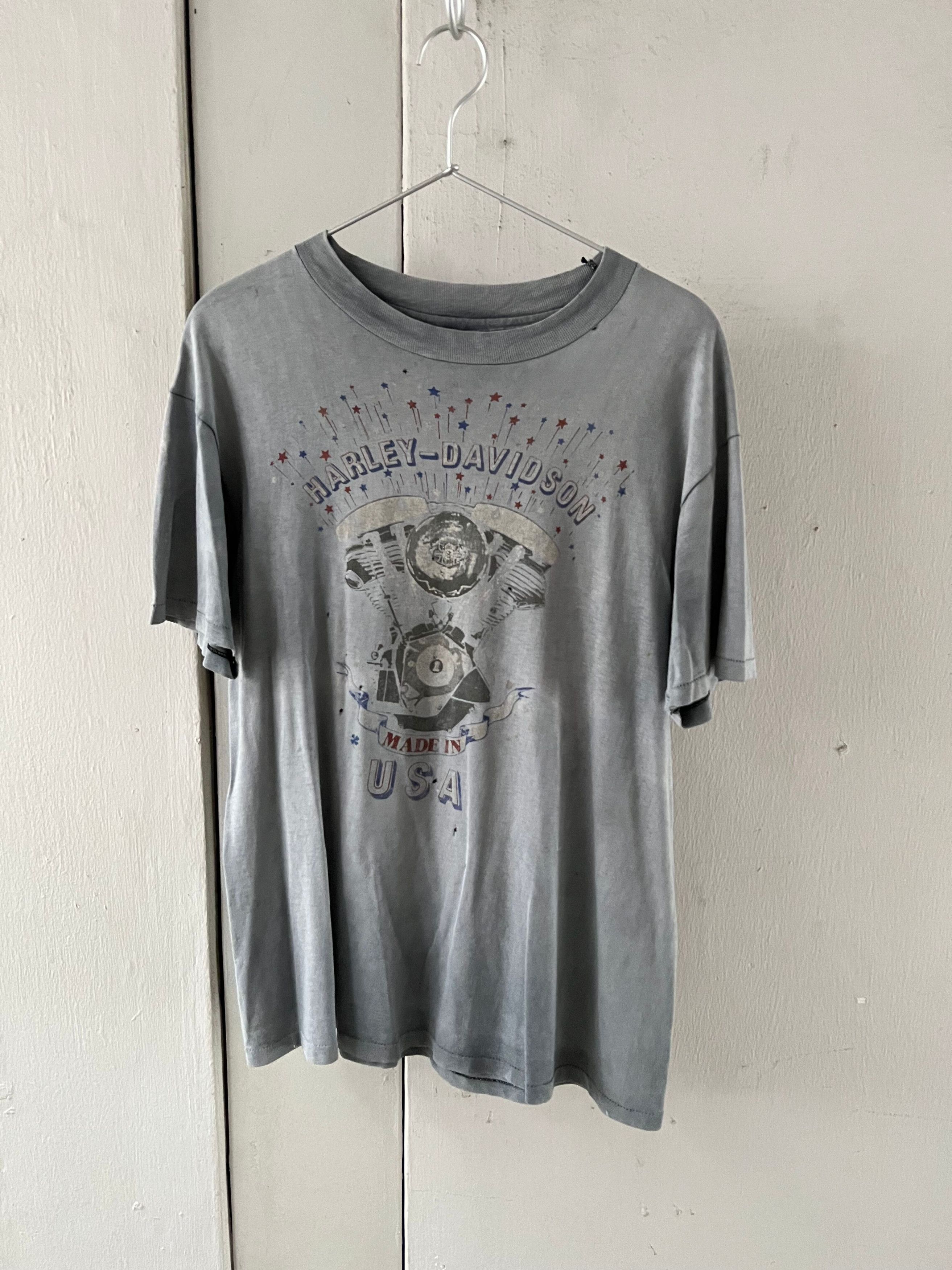 Harley Davidson × Vintage Super faded distressed Harley Davidson tee Size US L / EU 52-54 / 3 - 5 Thumbnail