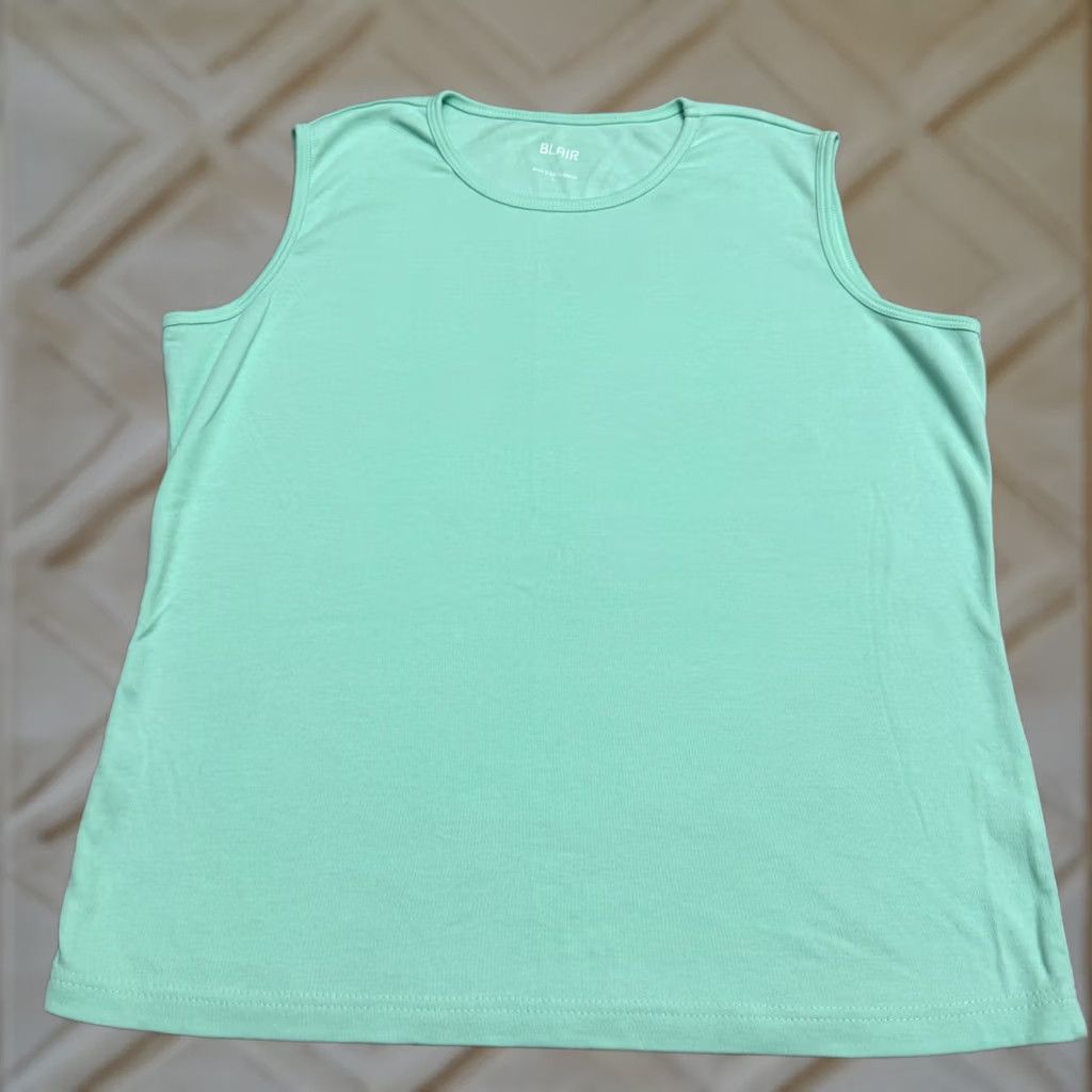 Blair Blair Tank Top Women Large Mint Crew Sleeveless Basic Cotton Blend Regular Fit Casual Lightweight Breathable Solid Size L / US 10 / IT 46 - 1 Thumbnail