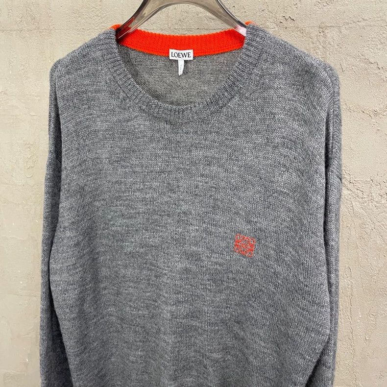 Loewe loewe Gray embroidered small logo orange-trimmed round-neck Size US M / EU 48-50 / 2 - 3 Thumbnail