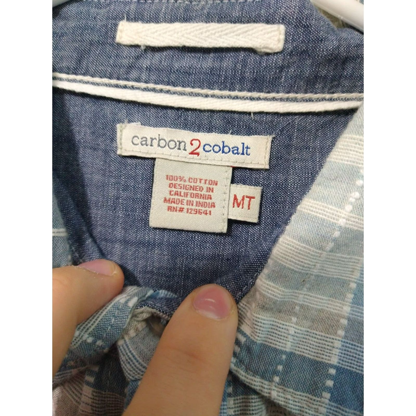 Carbon2Cobalt VINTAGE Carbon 2 Cobalt Shirt Mens MT Blue Plaid Button-Up Long Sleeve 46 in Chest Pockets 100% Cotton Big & Tall Mens Regular Fit Size US M / EU 48-50 / 2 - 7 Thumbnail