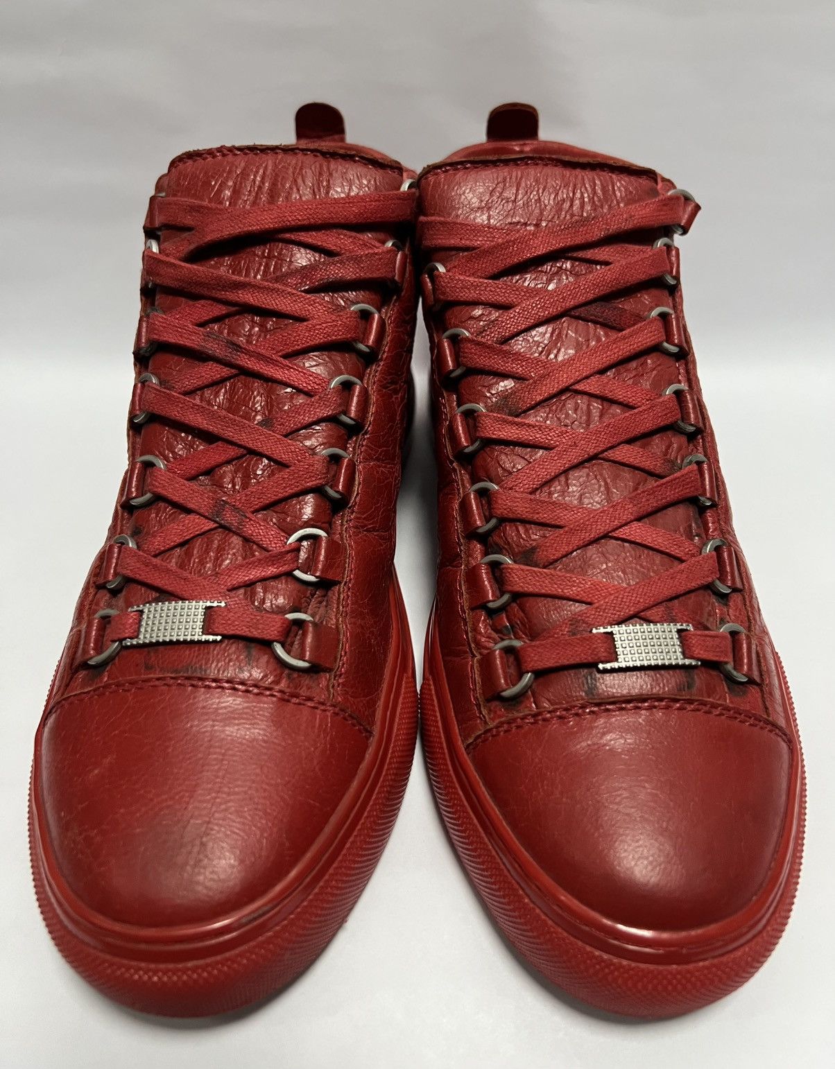 Balenciaga Balenciaga - Arena Red Leather High Top Sneakers Size US 7 / EU 40 - 3 Thumbnail