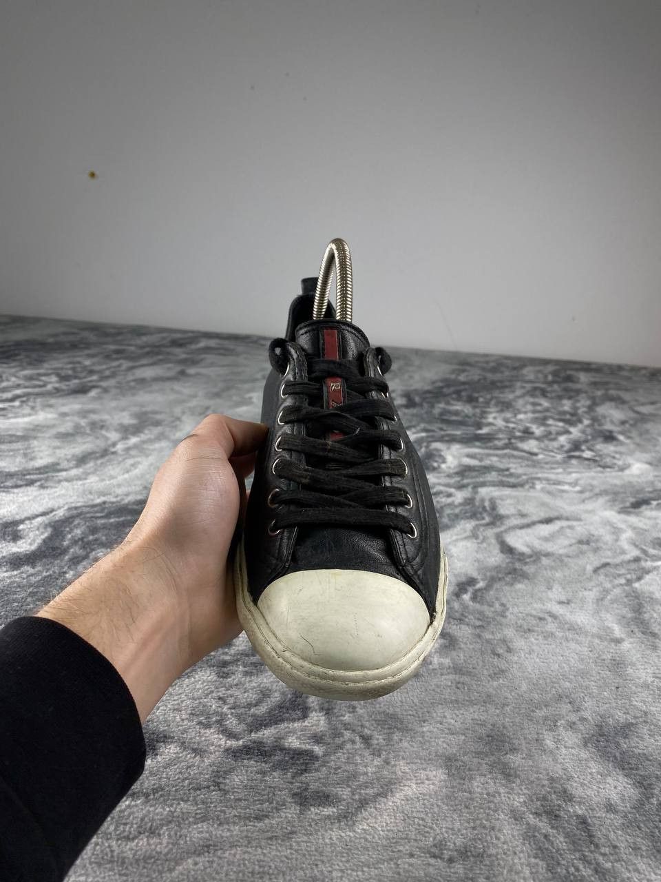 Prada Prada Red Tab Leather Low Trainers Men Size 7 Black Size US 7 / EU 40 - 8 Thumbnail