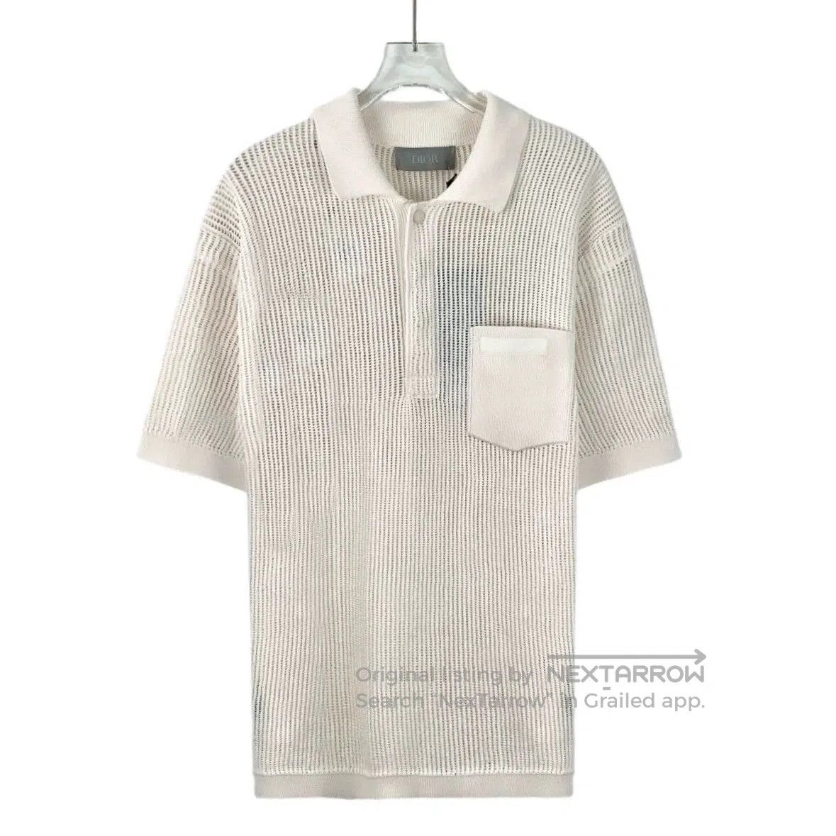 Dior Dior Grey Cutout Knit Short Sleeve Polo. Size US M / EU 48-50 / 2 - 1 Thumbnail