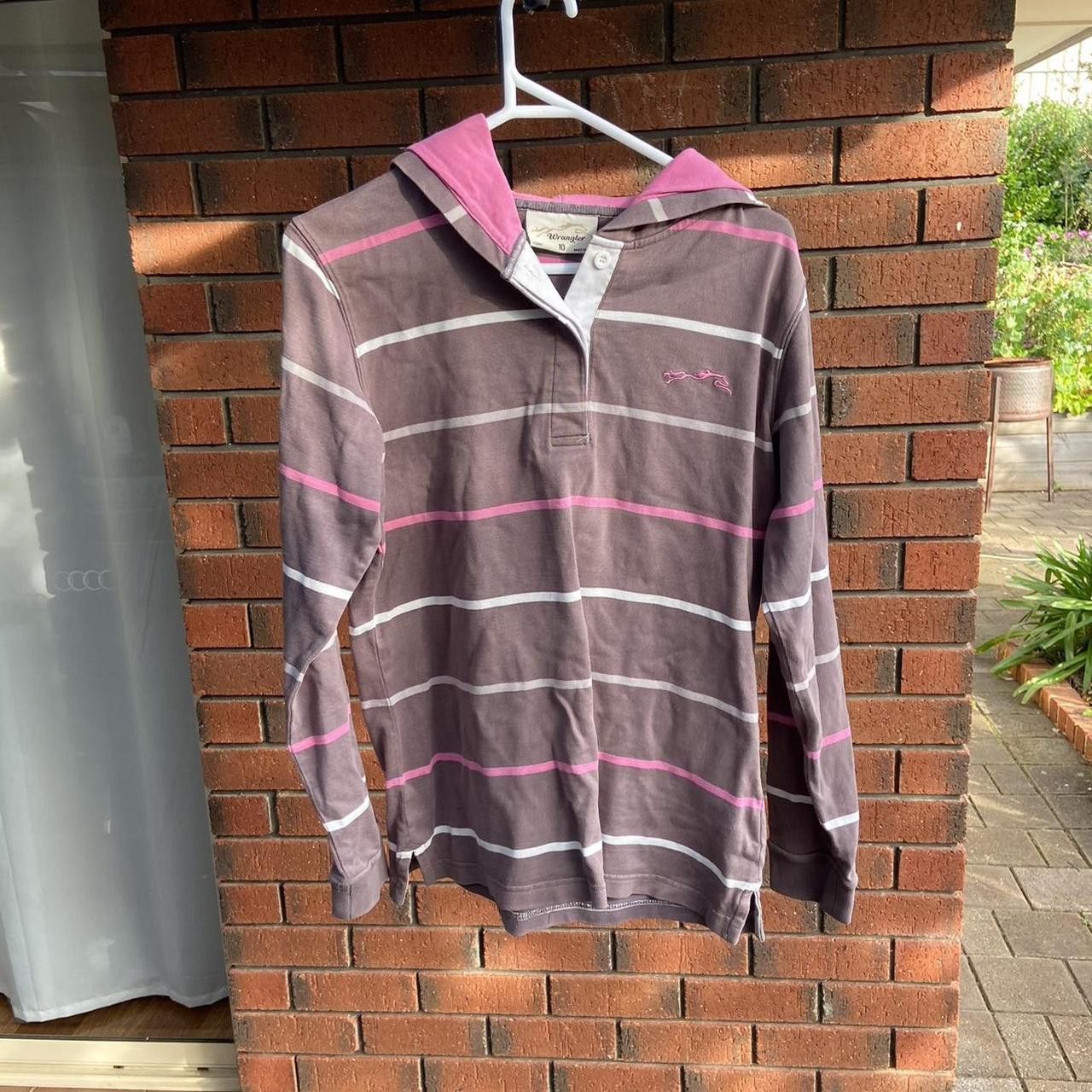 Wrangler vintage 2000s wrangler pink striped hooded top/hoodie Size M / US 6-8 / IT 42-44 - 3 Thumbnail