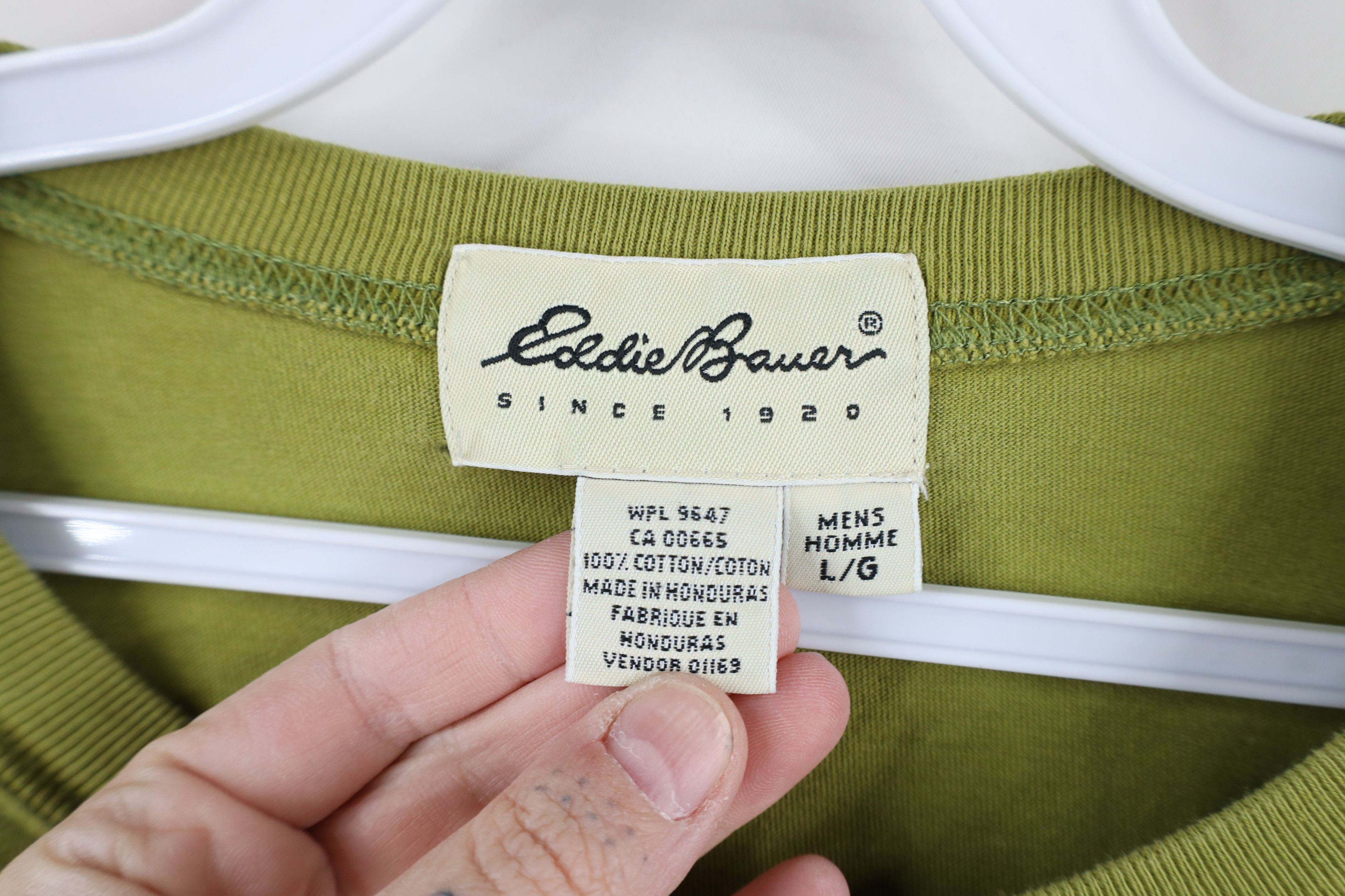 Eddie Bauer × Vintage Vintage 90s Eddie Bauer Long Sleeve T-Shirt Green Cotton Size US L / EU 52-54 / 3 - 5 Thumbnail