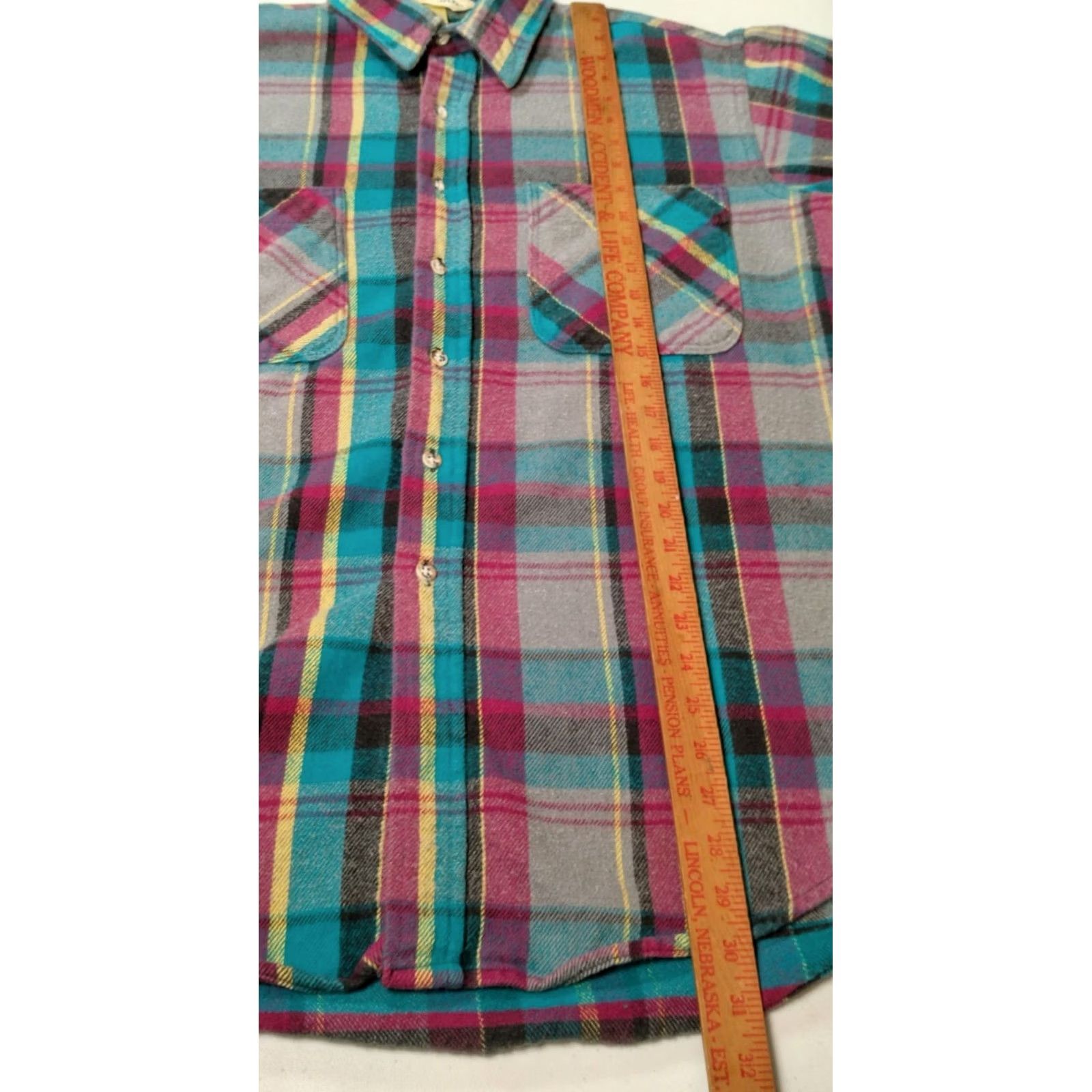 Vintage VINTAGE St John's Bay Flannel Shirt Men LT Large Tall Blue Purple Yellow USA Made Shirt Size US L / EU 52-54 / 3 - 6 Thumbnail