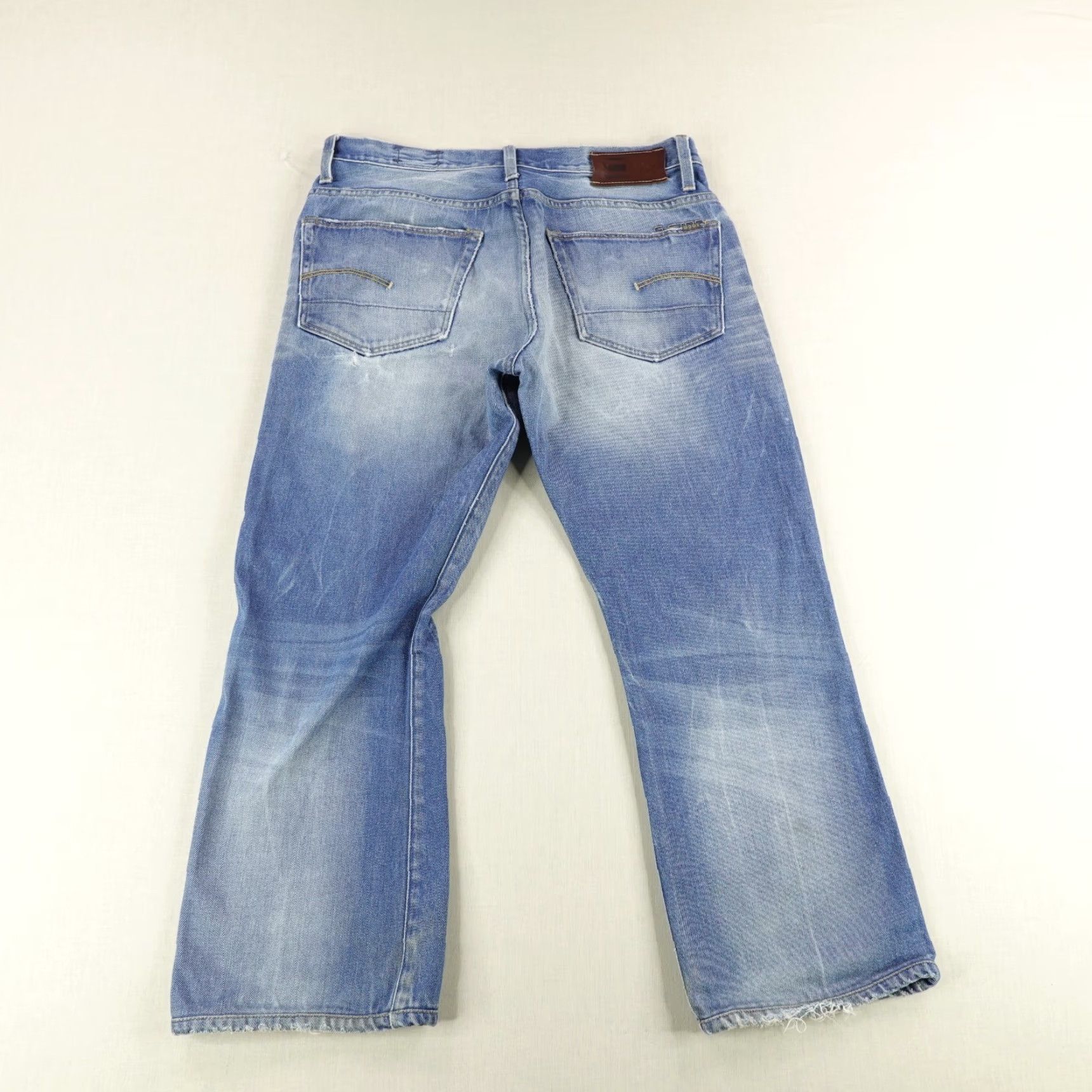 G-Star G-Star 3301 Jeans - Denim Bootcut Distressed Button Fly - Mens 34x26 Blue Denim Size US 33 - 7 Thumbnail