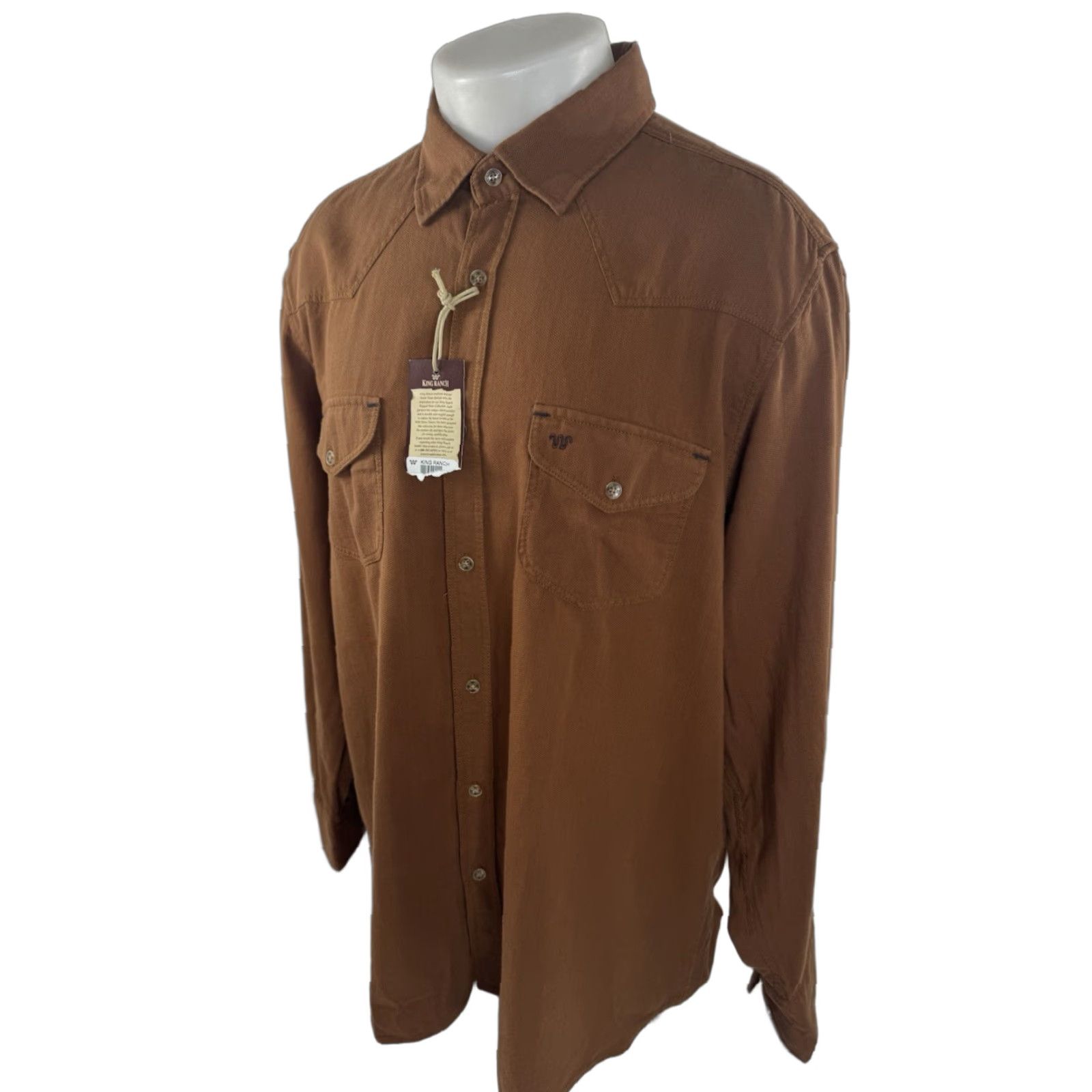 Vintage KING RANCH Western 2XL Shirt Mens Button-Up Long Sleeve Brown Size US XXL / EU 58 / 5 - 1 Thumbnail