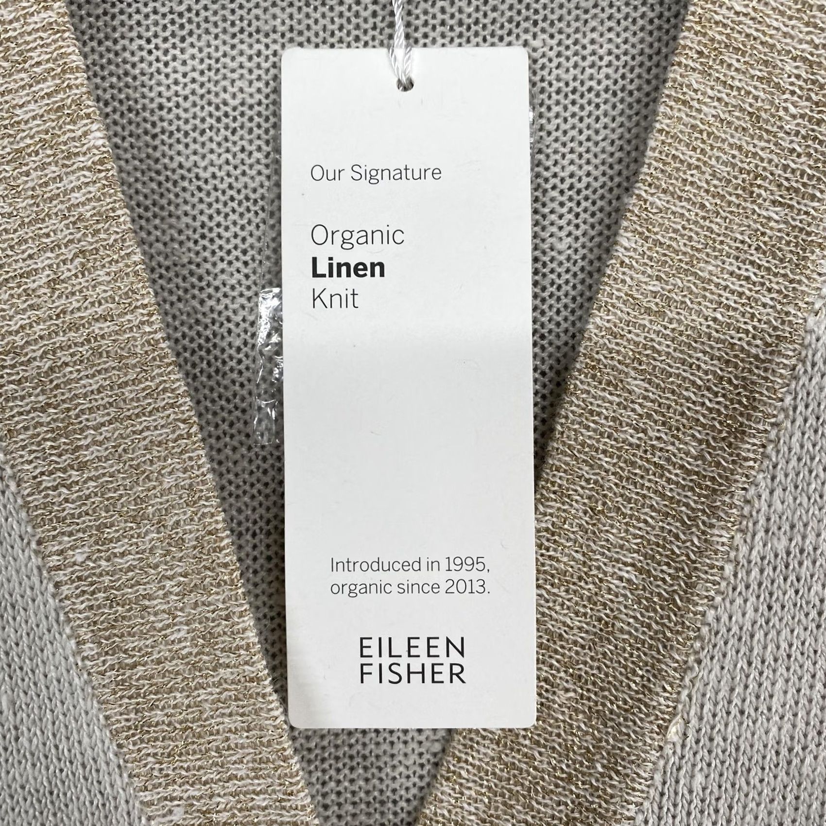 Eileen Fisher Eileen Fisher Cardigan Sweater Womens PL White Organic Linen V Neck Metallic Size L / US 10 / IT 46 - 6 Thumbnail